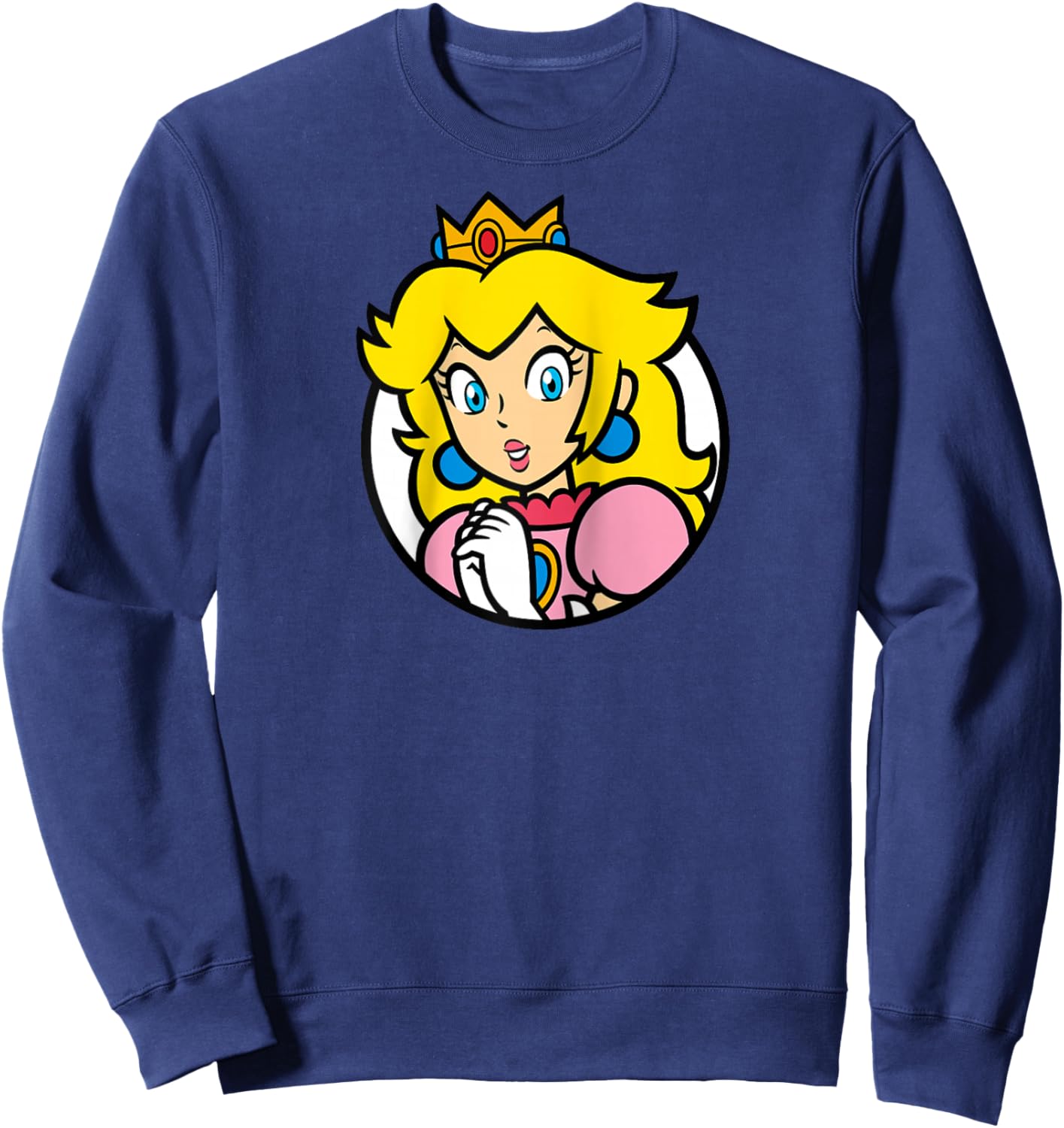 Super Mario Bros Princess Peach Nintendo Portrait Raglan Baseball Sweatshirt - Sweatshirt | Navy