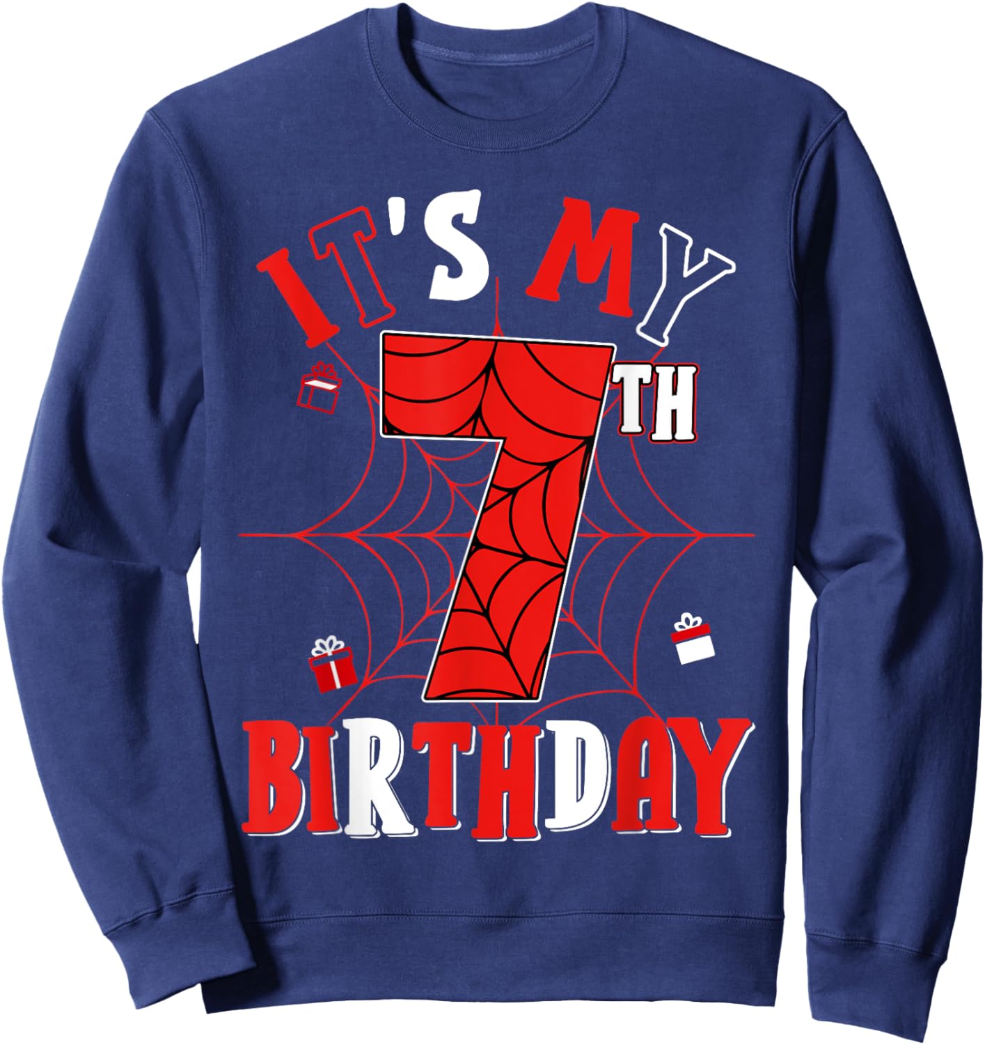 Birthday Party Spider Web Costume It's My 7th Birthday Sweatshirt - Sweatshirt | Navy