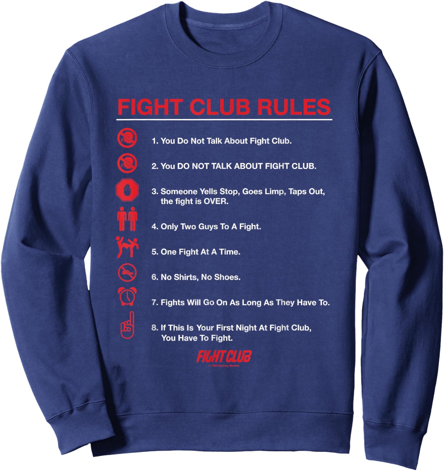 Fight Club Iconic List Rules Big Chest Text Logo Sweatshirt - Sweatshirt | Navy