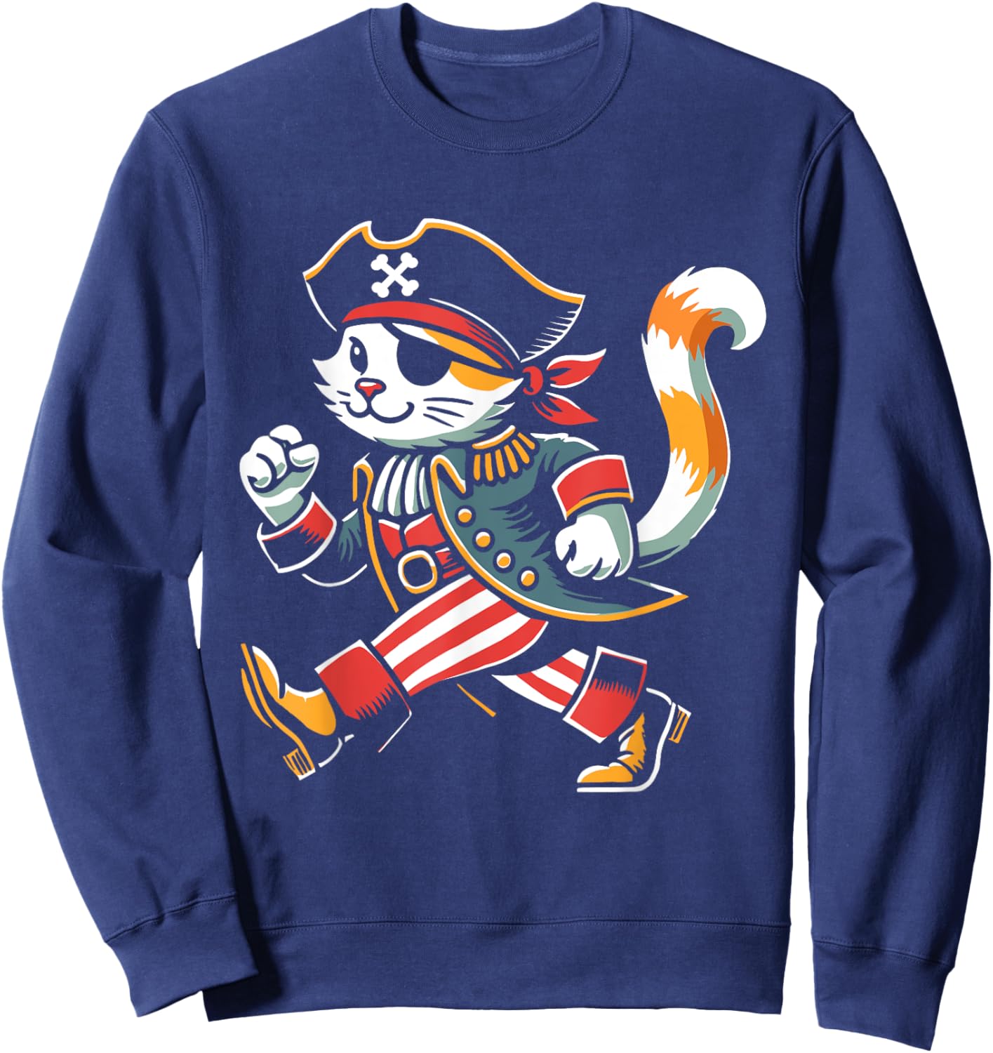 Retro Cat Pirate Captain Costume Kids Boys Sweatshirt - Sweatshirt | Navy