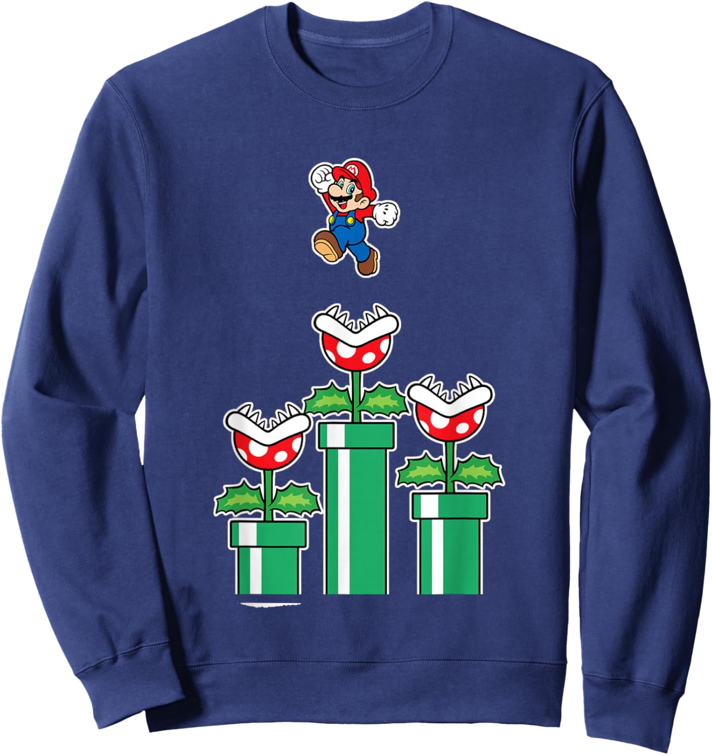 Super Mario Man Eater Jumping Piranha Plants Sweatshirt - Sweatshirt | Navy