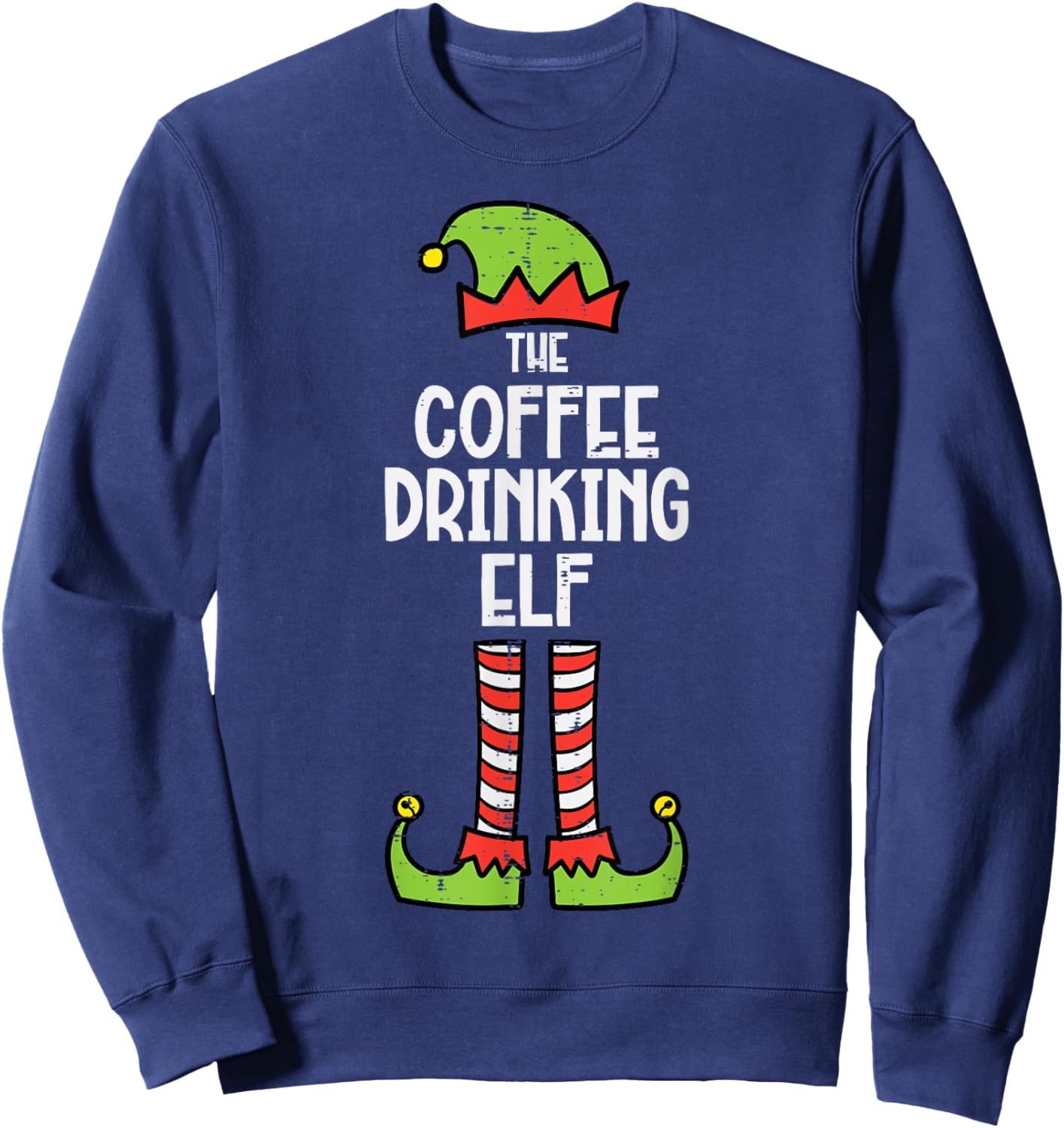 Christmas Coffee Elf Xmas Family Group Matching Men Women Sweatshirt - Sweatshirt | Navy