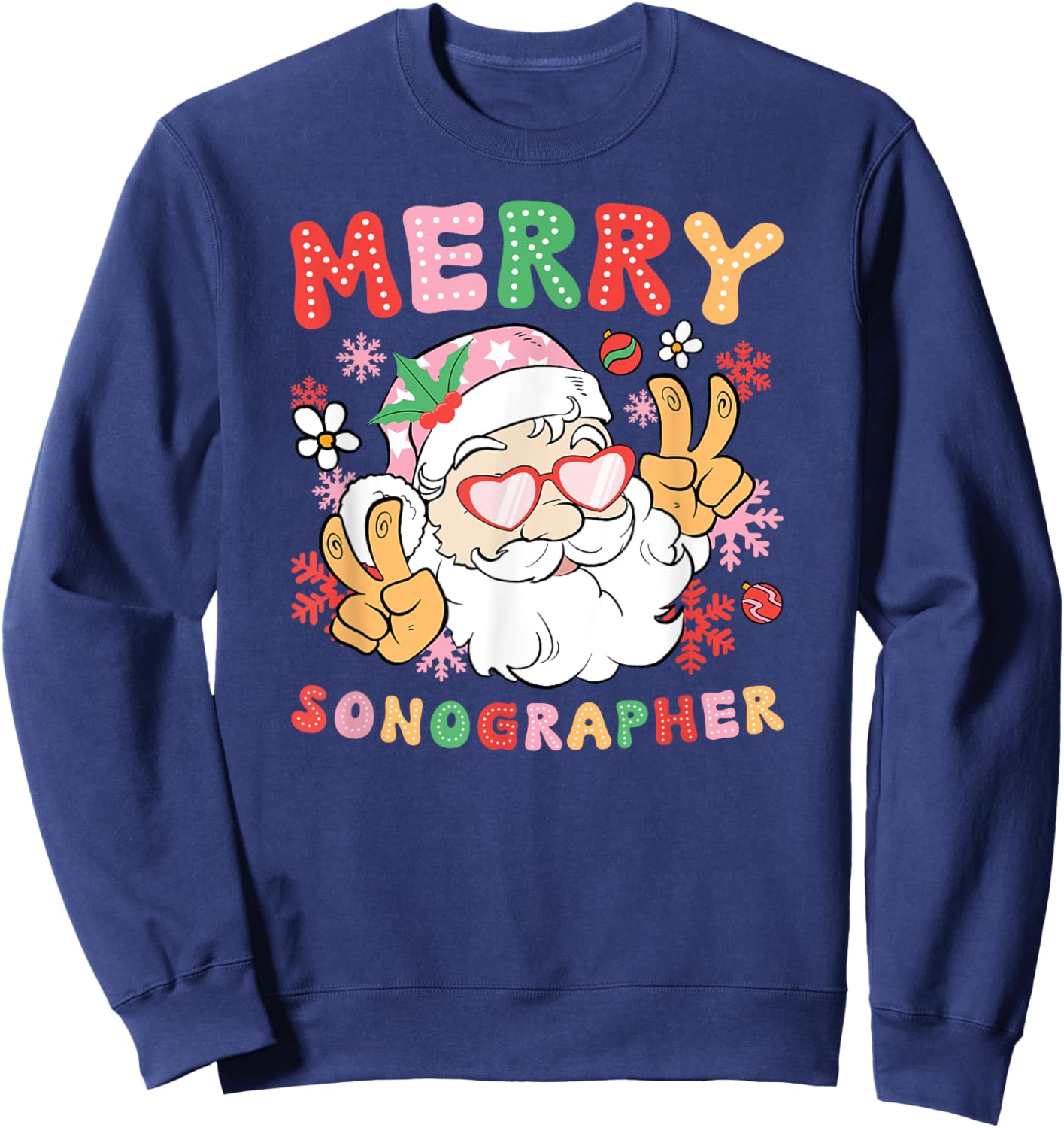 Merry Sonographer Christmas Sonography Xmas Party Sweatshirt - Sweatshirt | Navy