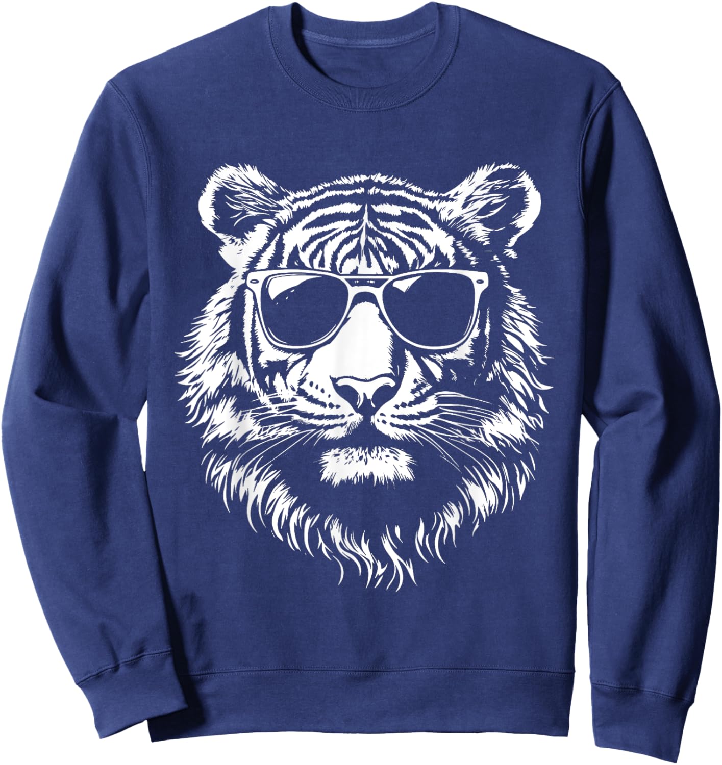tigerco. Tiger Sunglasses Graphic -Adults & -Kids - Black - Small - Short Sleeve - Classic Fit - Polyester 100% Sweatshirt - Sweatshirt | Navy