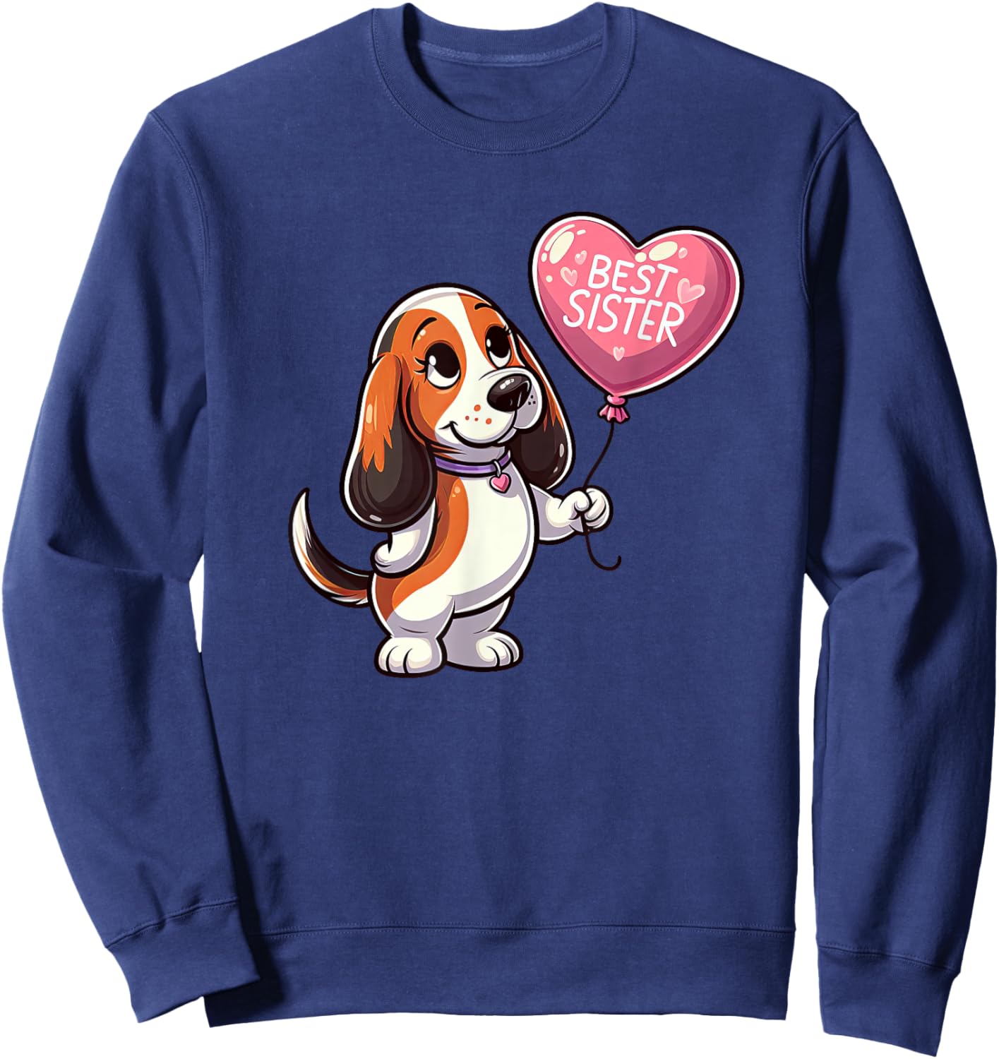 Basset Hound Best Sister Dog Funny Family Sweatshirt - Sweatshirt | Navy