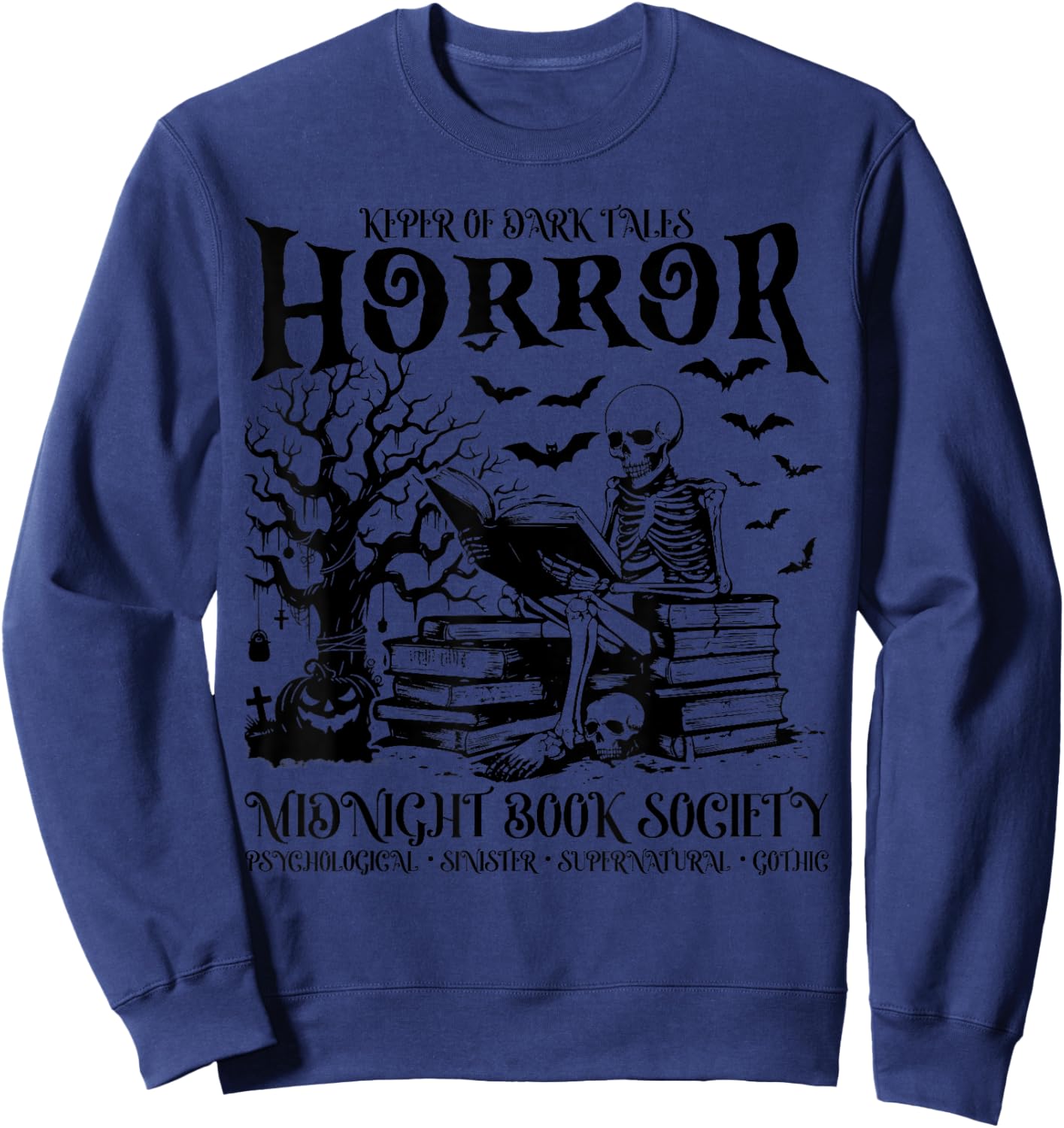 Halloween Horror Midnight Book Club Society Literary Reader Sweatshirt - Sweatshirt | Navy