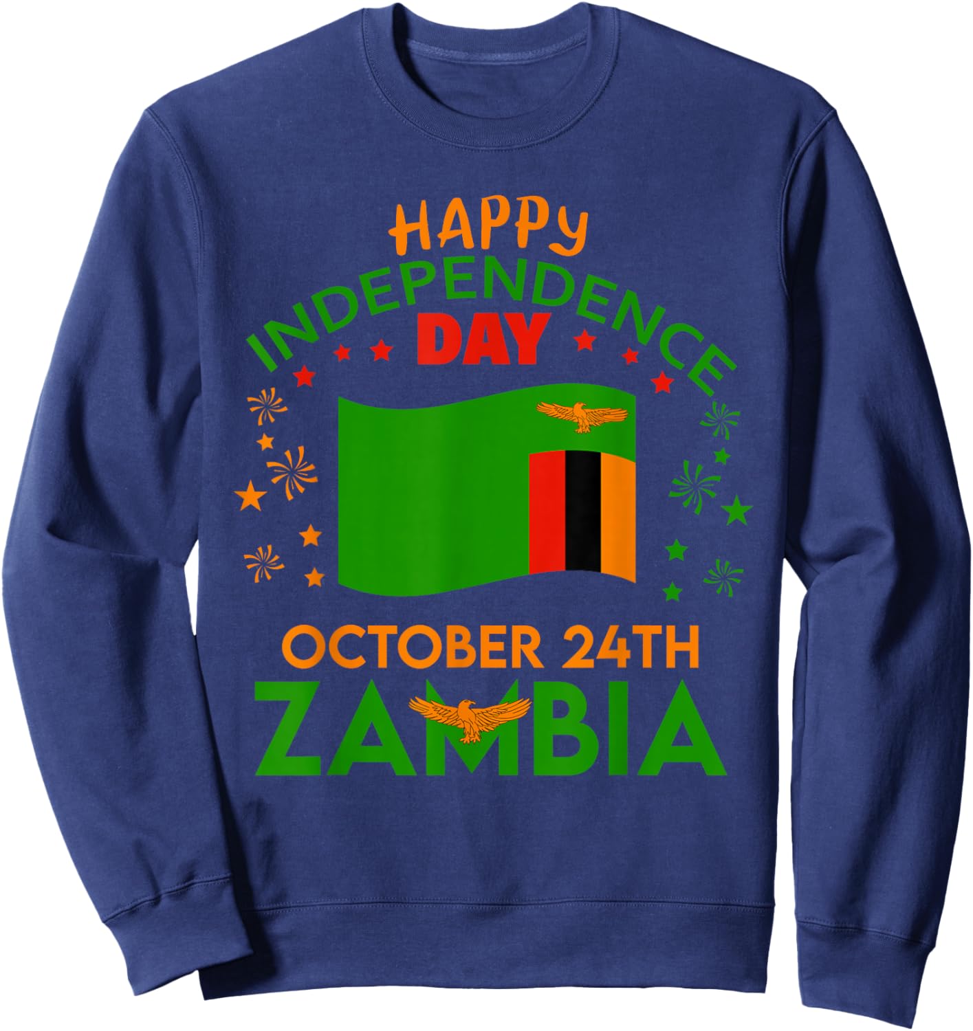 Zambia 61st Independence Day Zambian Pride Zambia Flag Sweatshirt - Sweatshirt | Navy