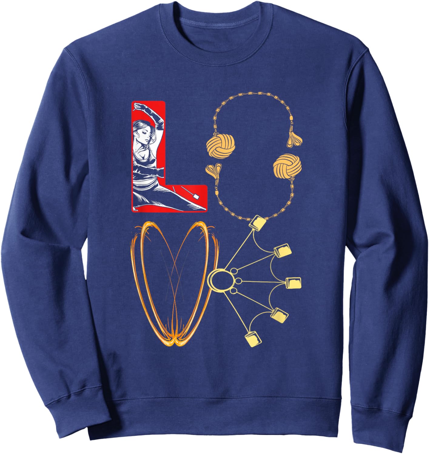 Fire Spinner Love Fire Spinning Equipment Sweatshirt - Sweatshirt | Navy