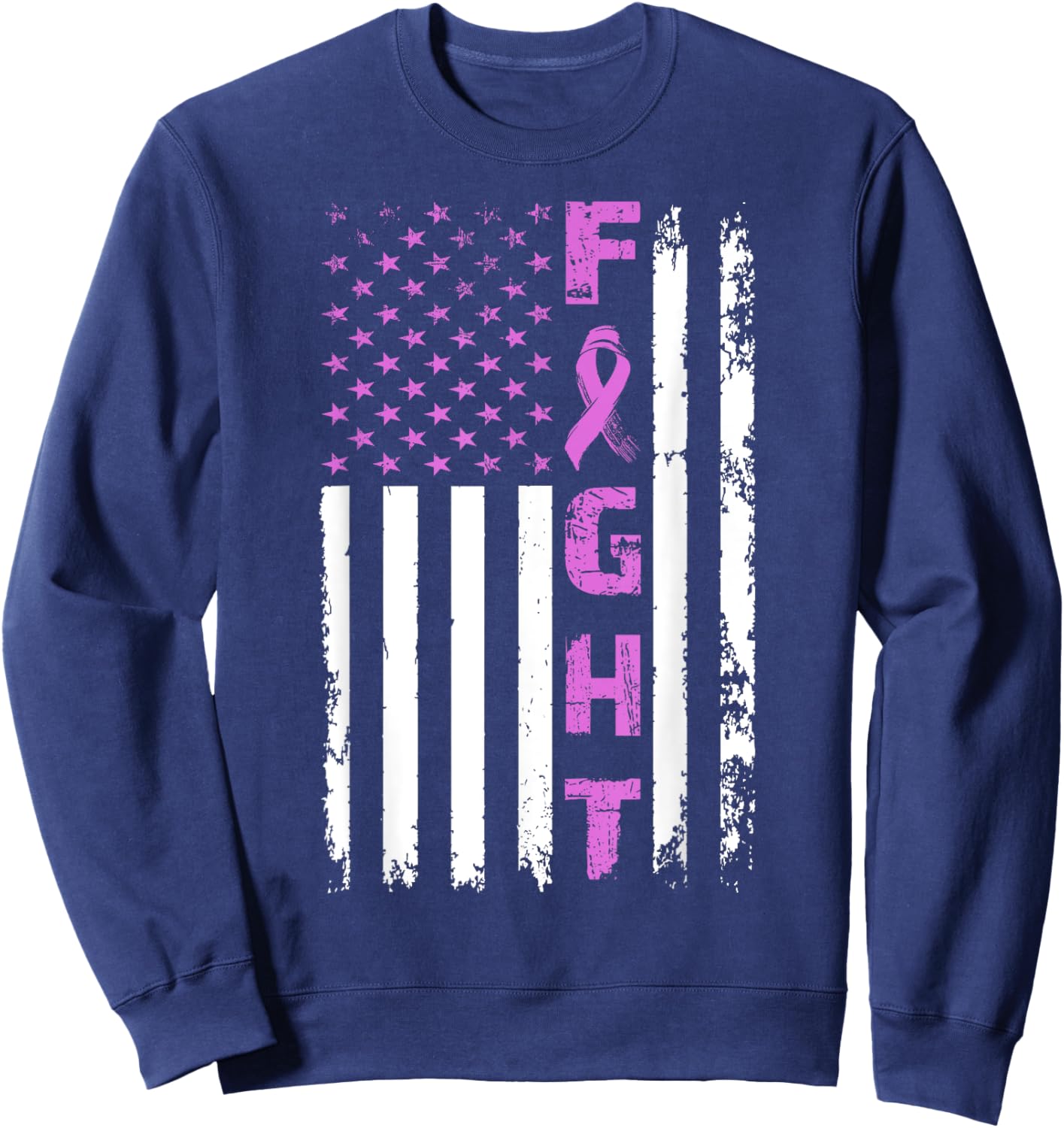 Fight Testicular Cancer American Flag Awareness Survivor Sweatshirt - Sweatshirt | Navy