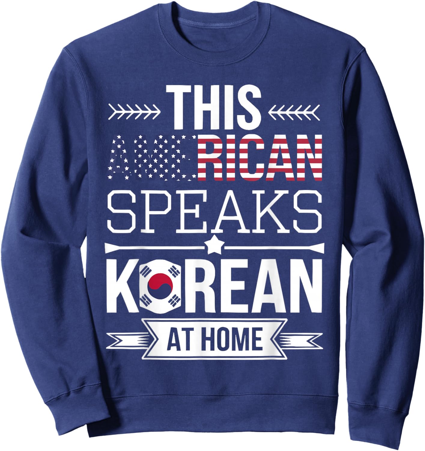 Half American Half Korean USA Flag South Korea America Sweatshirt - Sweatshirt | Navy