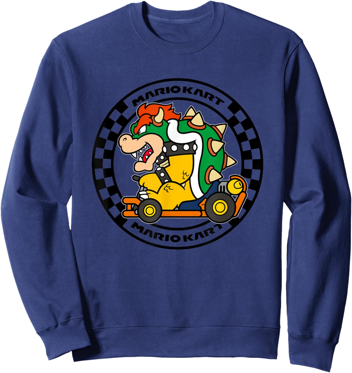 Mario Kart Bower Koopa Vintage Race Circle Sweatshirt - Sweatshirt | Navy