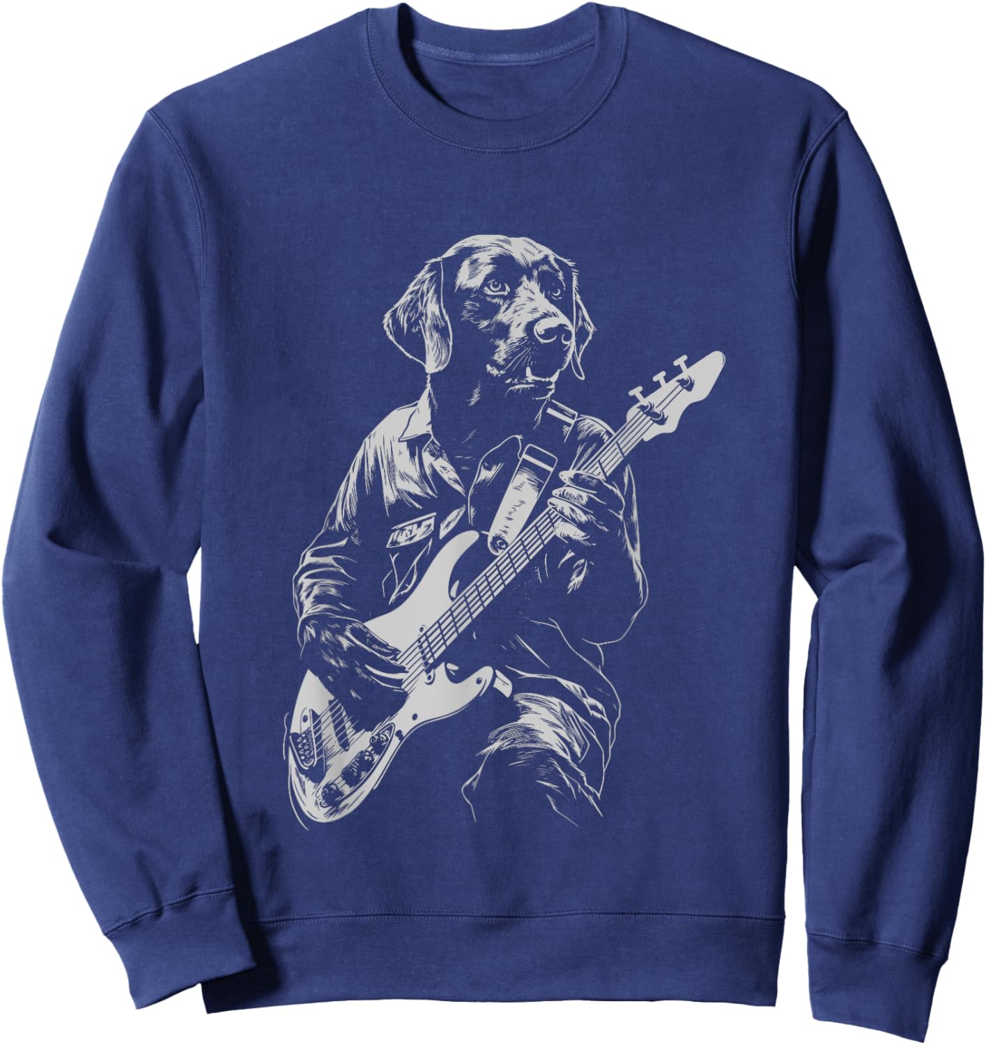 Funny Chocolate Labrador Bass Guitar Music Lover Men Women Sweatshirt - Sweatshirt | Navy
