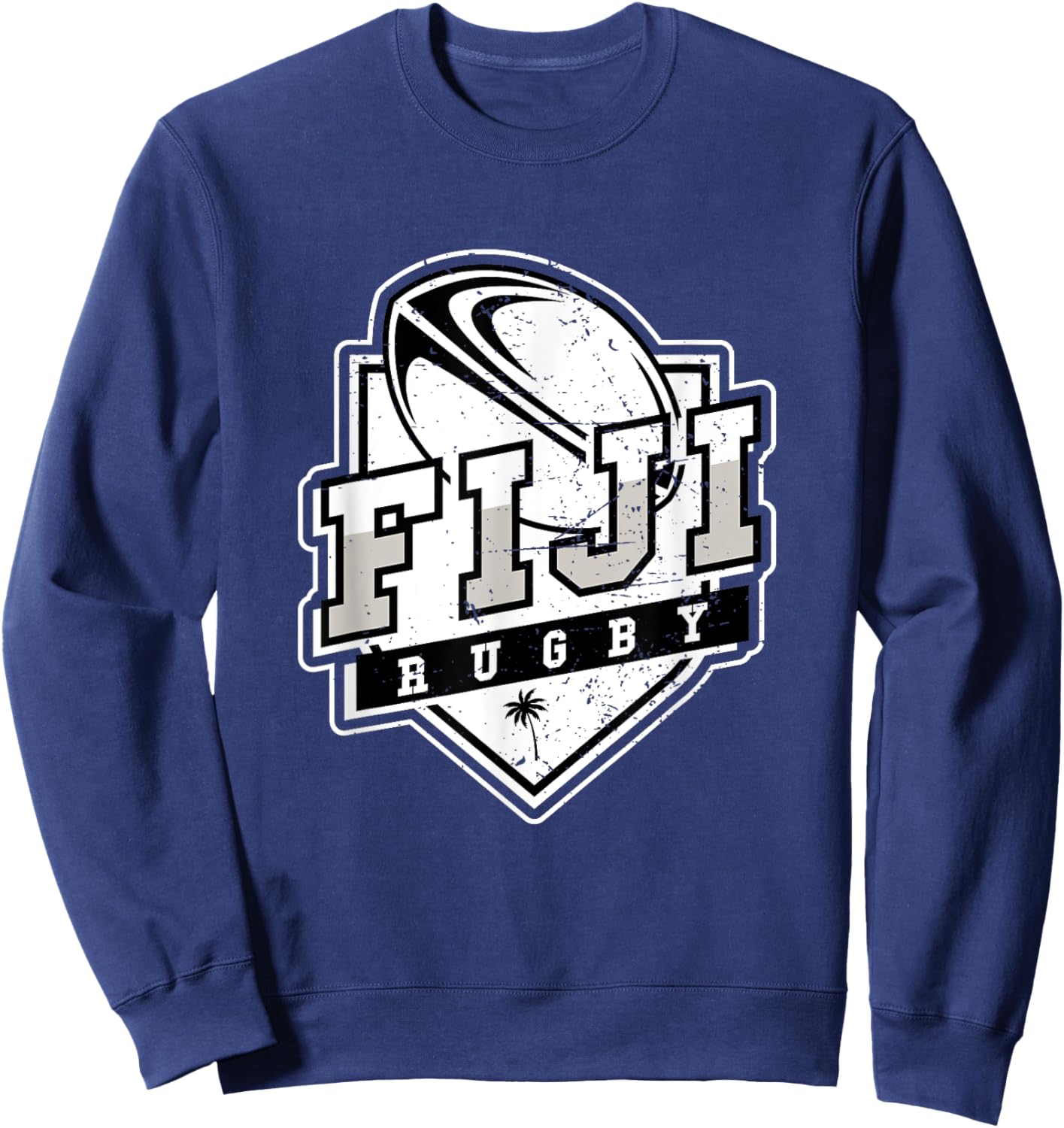 Fiji Pride Fiji Palm Tree Fijians Rugby Fan Vintage Sweatshirt - Sweatshirt | Navy