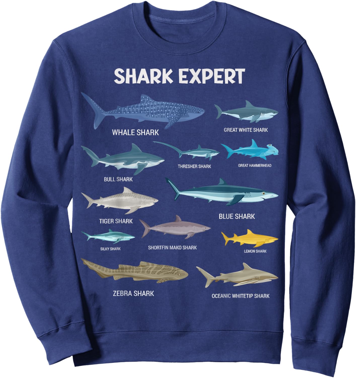 Shark Species , Kids & Toddler Boys Shark Sweatshirt - Sweatshirt | Navy