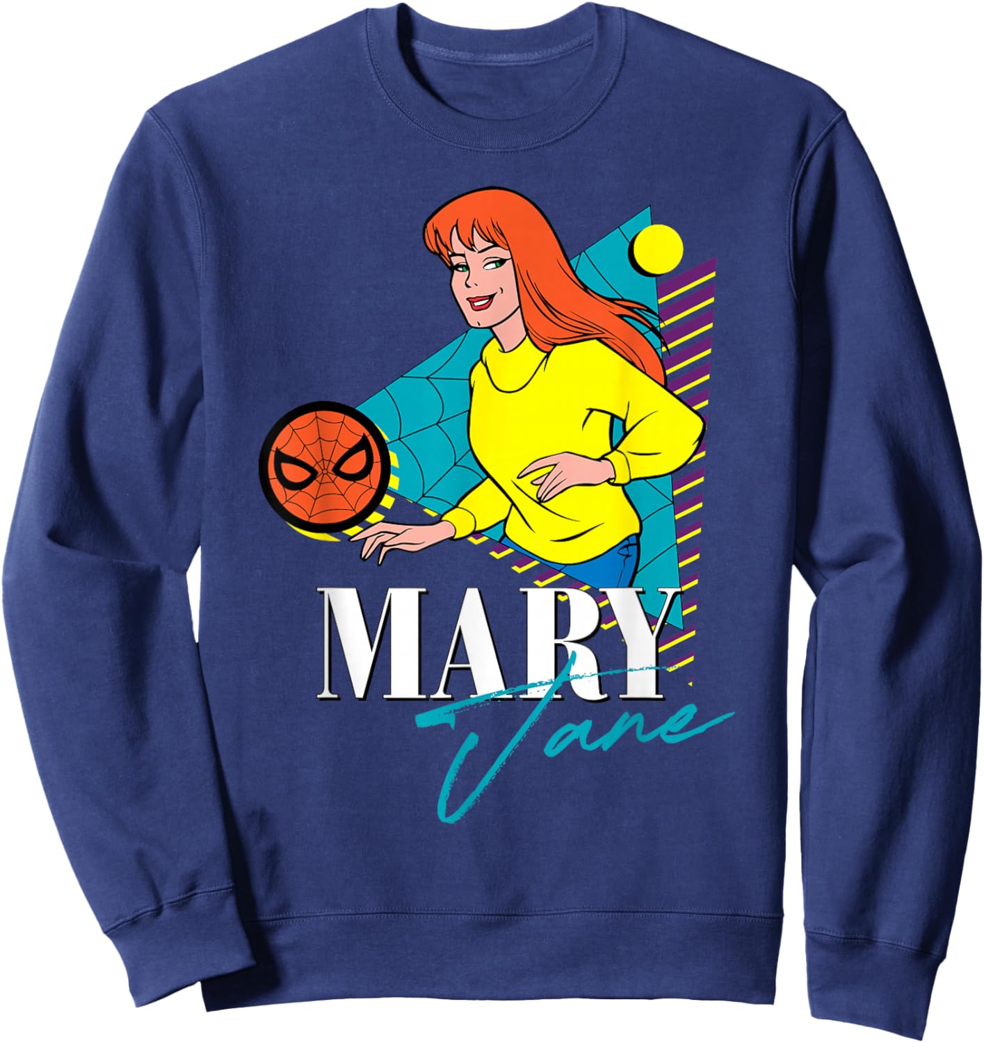 Marvel Spider-Man Retro '90s Couples Matching Mary Jane Sweatshirt - Sweatshirt | Navy