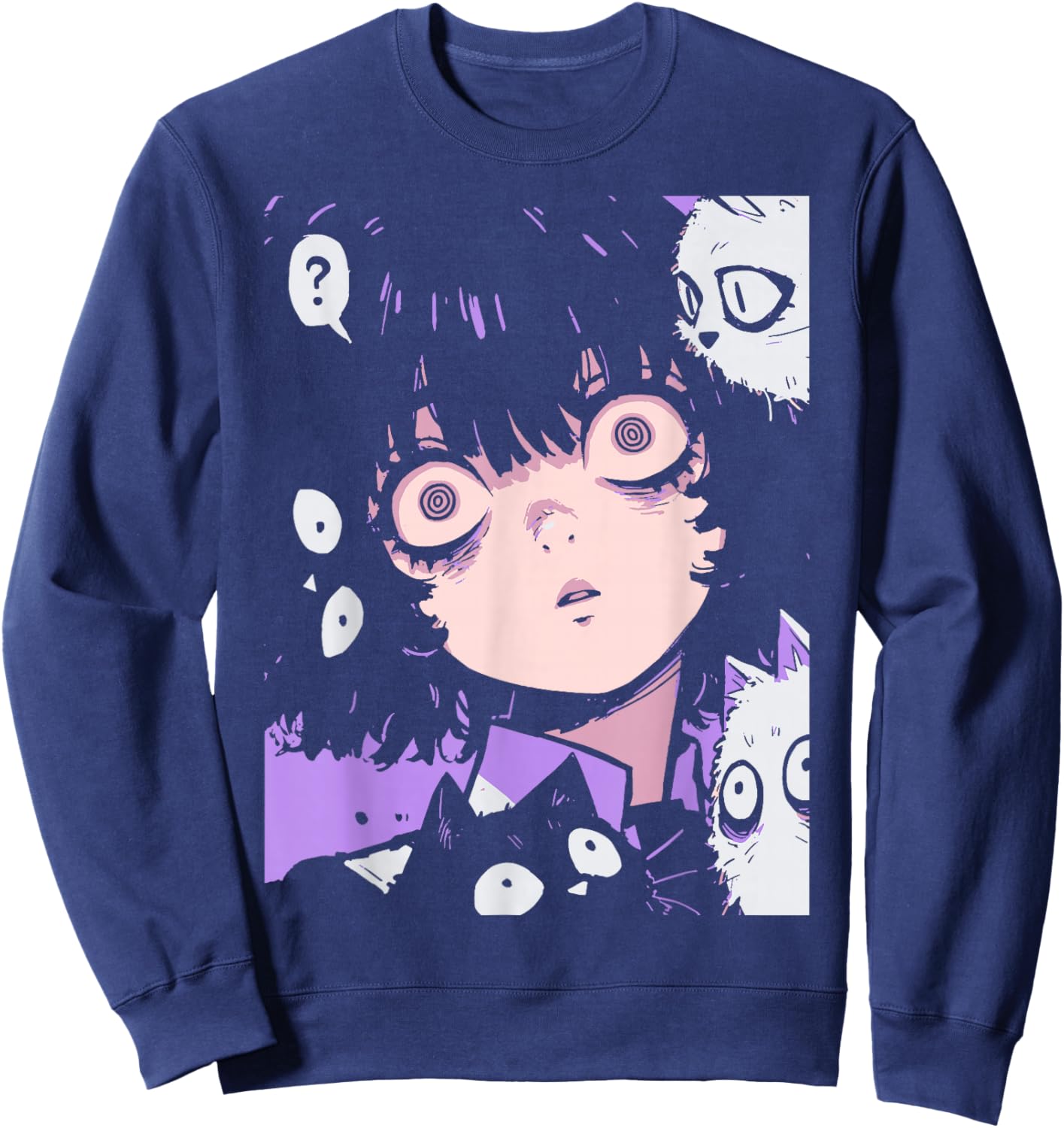 Horror Anime Manga Neko | Japan Japanese Creepy Kawaii Goth Sweatshirt - Sweatshirt | Navy