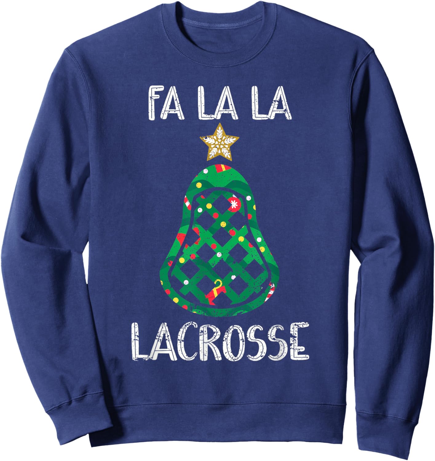 Funny Fa La Lacrosse Player Lax Christmas Sweatshirt - Sweatshirt | Navy