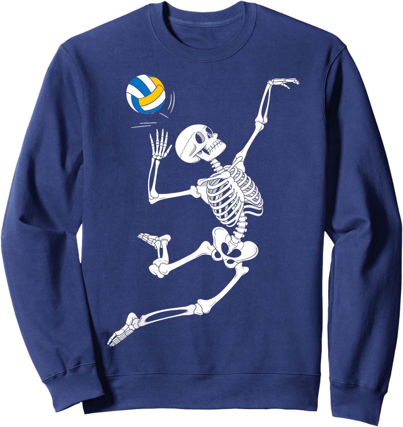 Funny Skeleton Playing Volleyball Lovers Spooky Halloween Sweatshirt - Sweatshirt | Navy