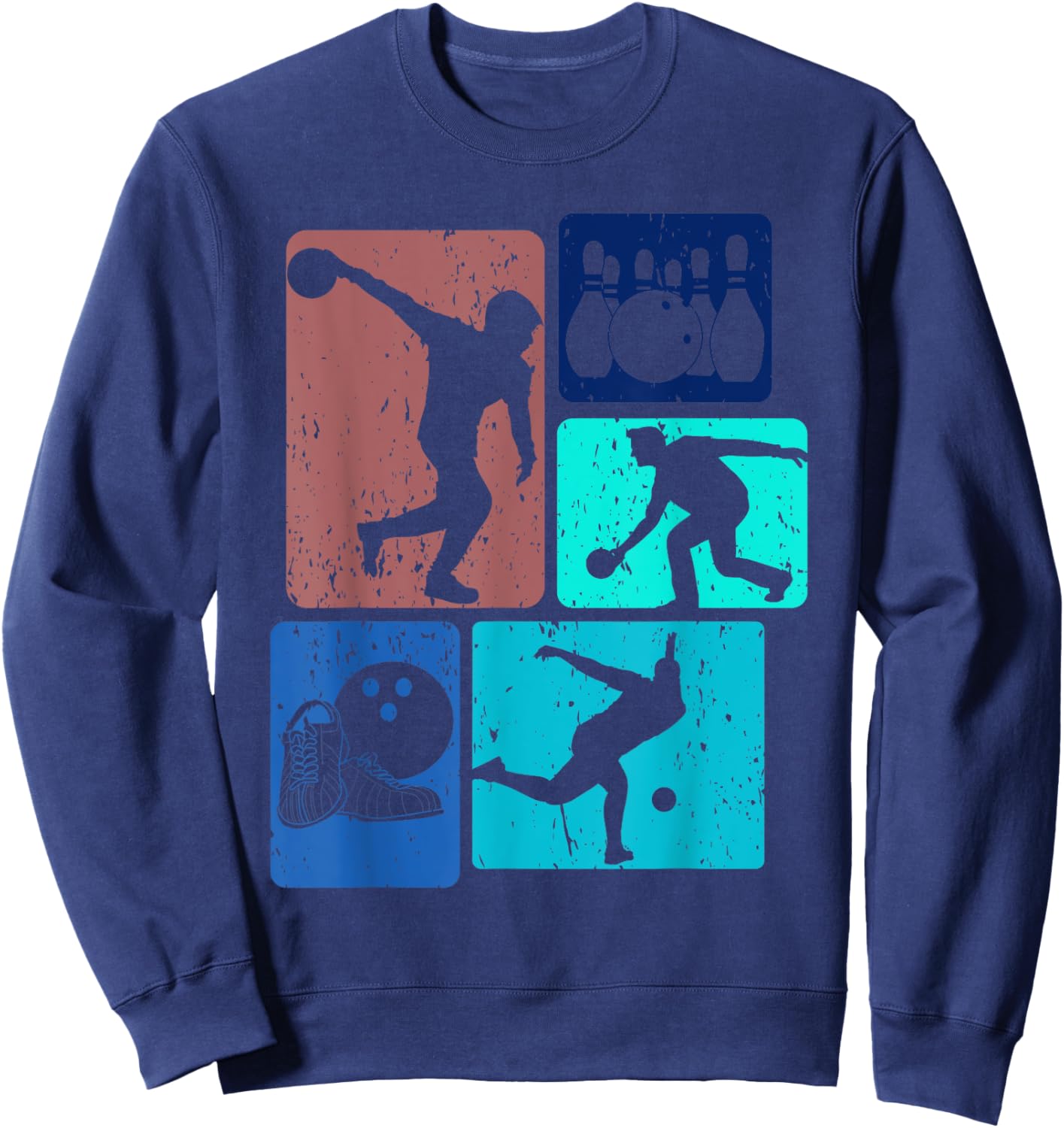 Funny Bowling Player Bowler Vintage Bowl Game Enthusiast Sweatshirt - Sweatshirt | Navy