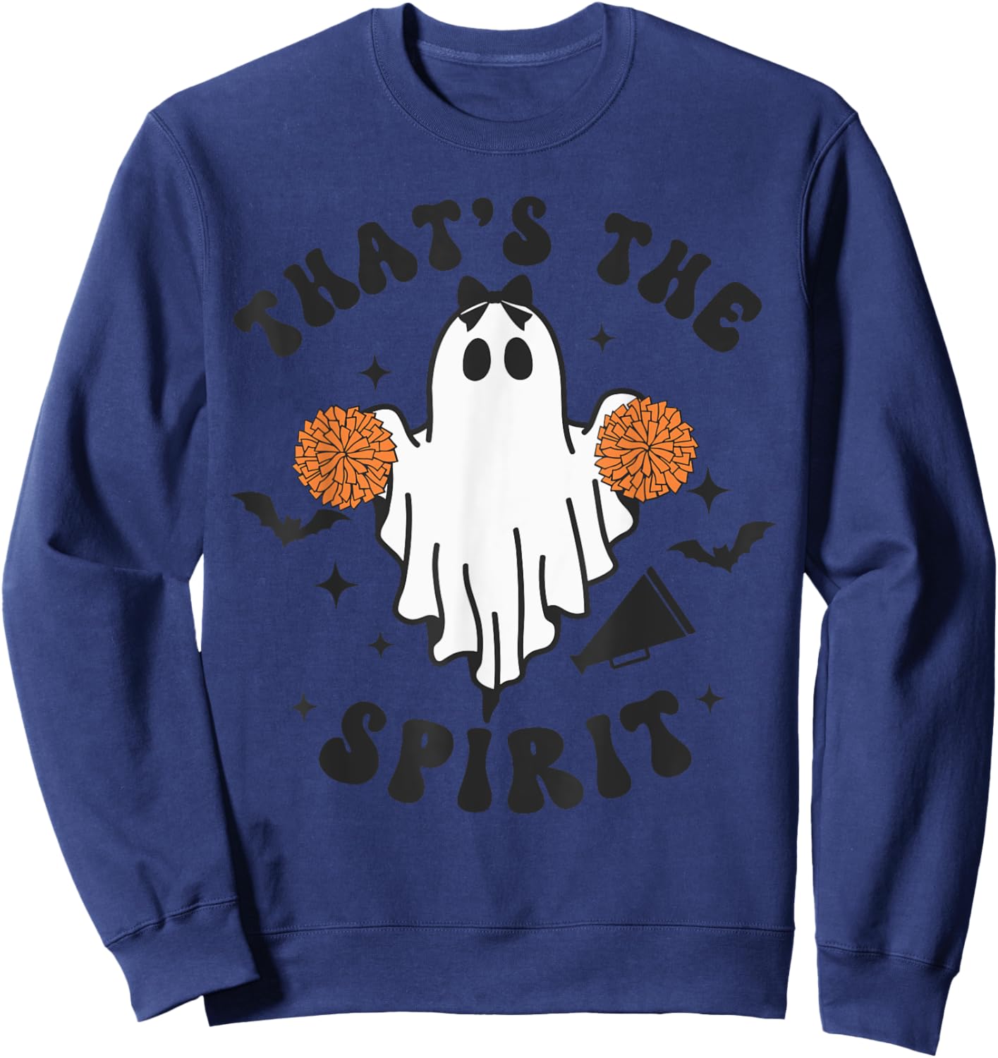 Funny Cheerleader Ghost Halloween Cheer Mom Cheerleader Sweatshirt - Sweatshirt | Navy