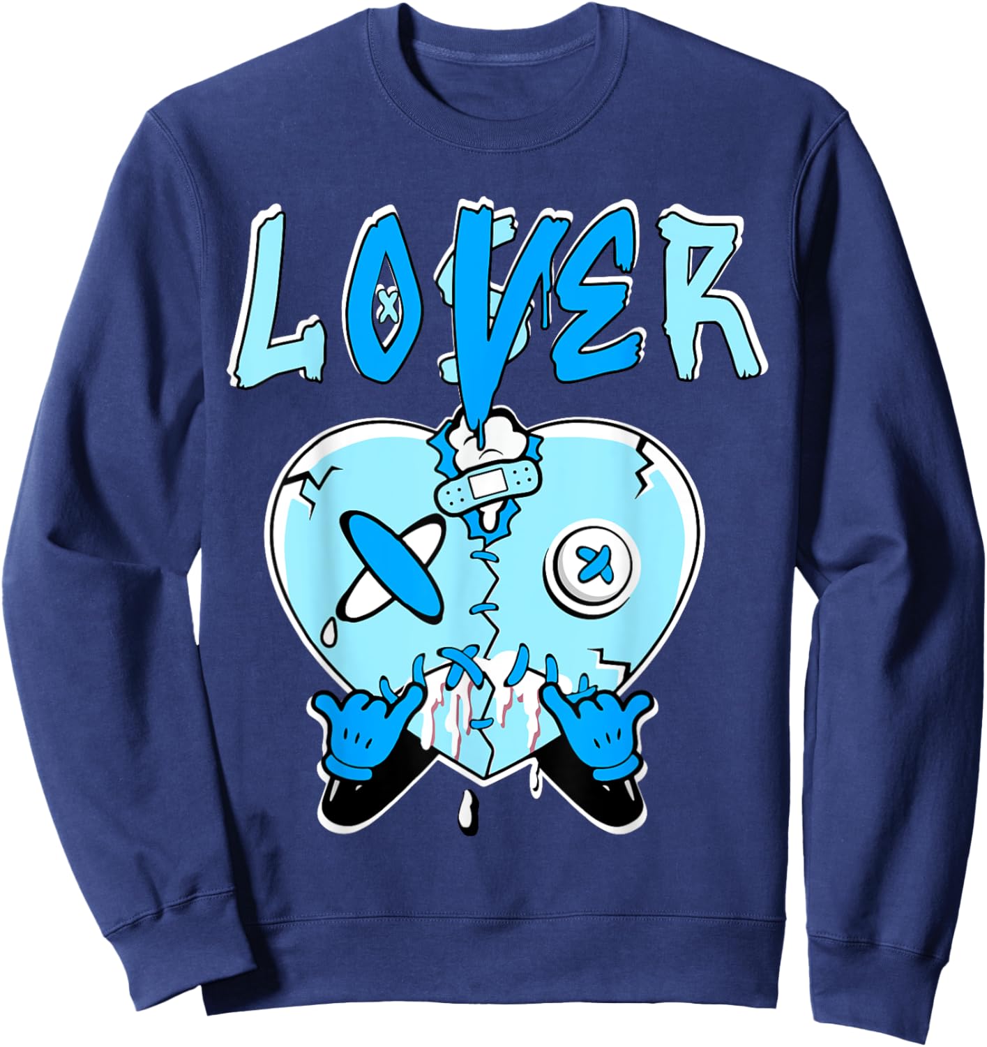 Loser Lover Light Blue Drip Heart Matching Outfit Men Women Sweatshirt - Sweatshirt | Navy
