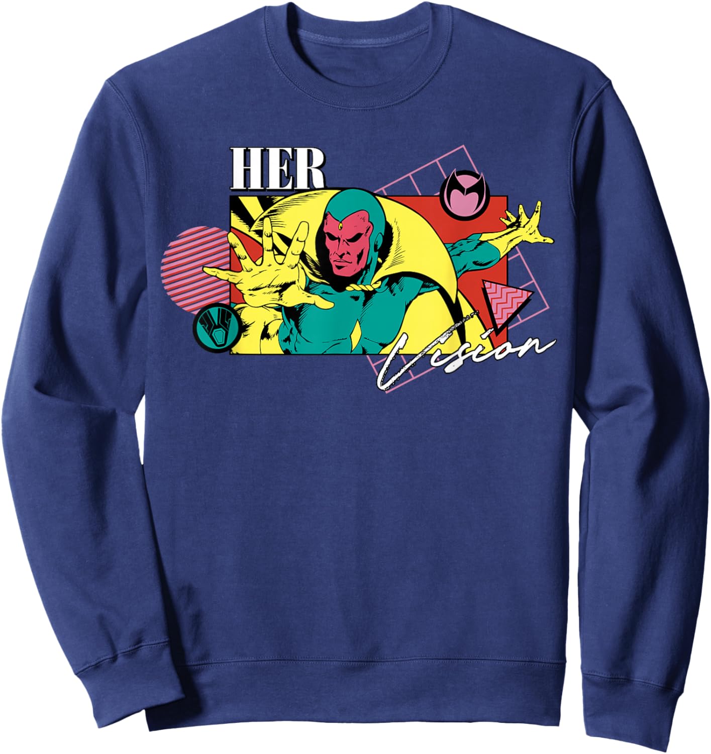 Marvel Valentine's Day '90s Couples Matching Her Vision Sweatshirt - Sweatshirt | Navy
