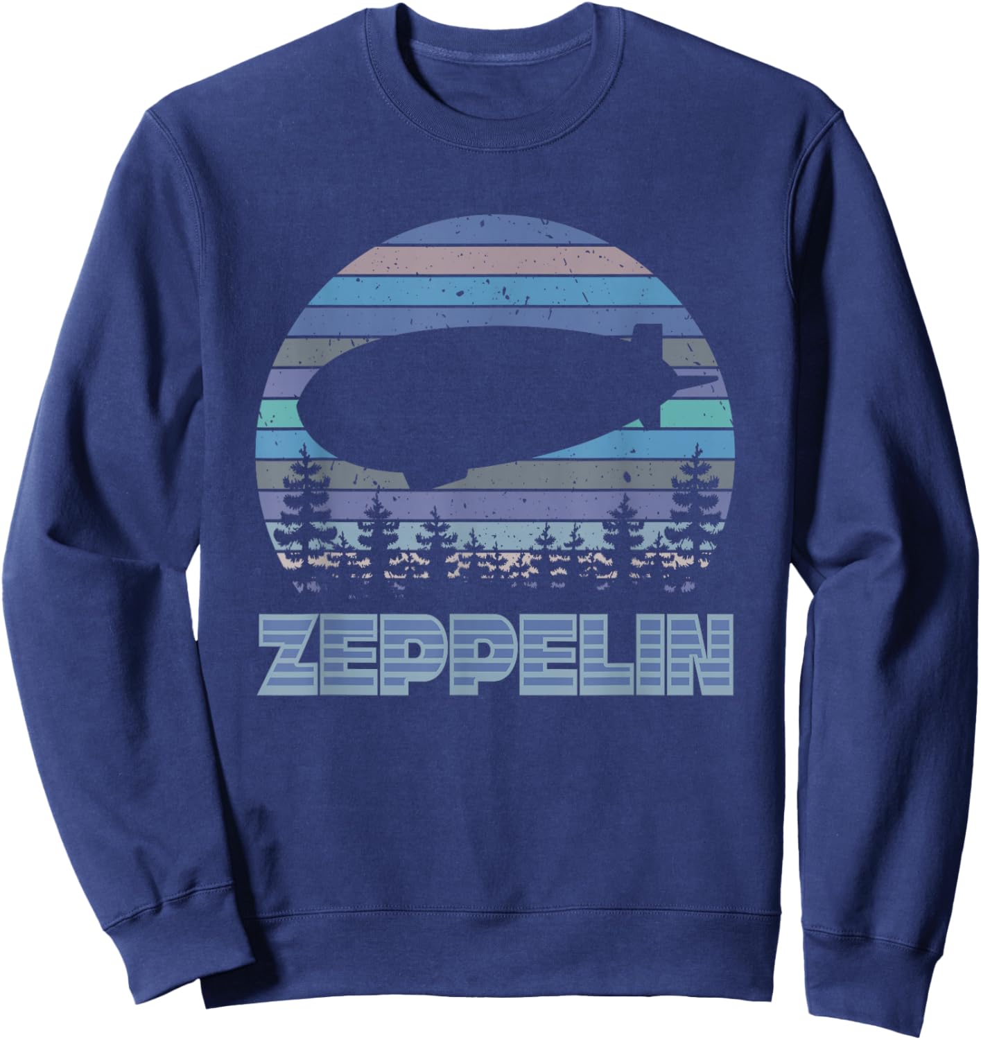 Vintage Zeppelin Funny Sunset Airship Pilot Dirigible Lovers Sweatshirt - Sweatshirt | Navy