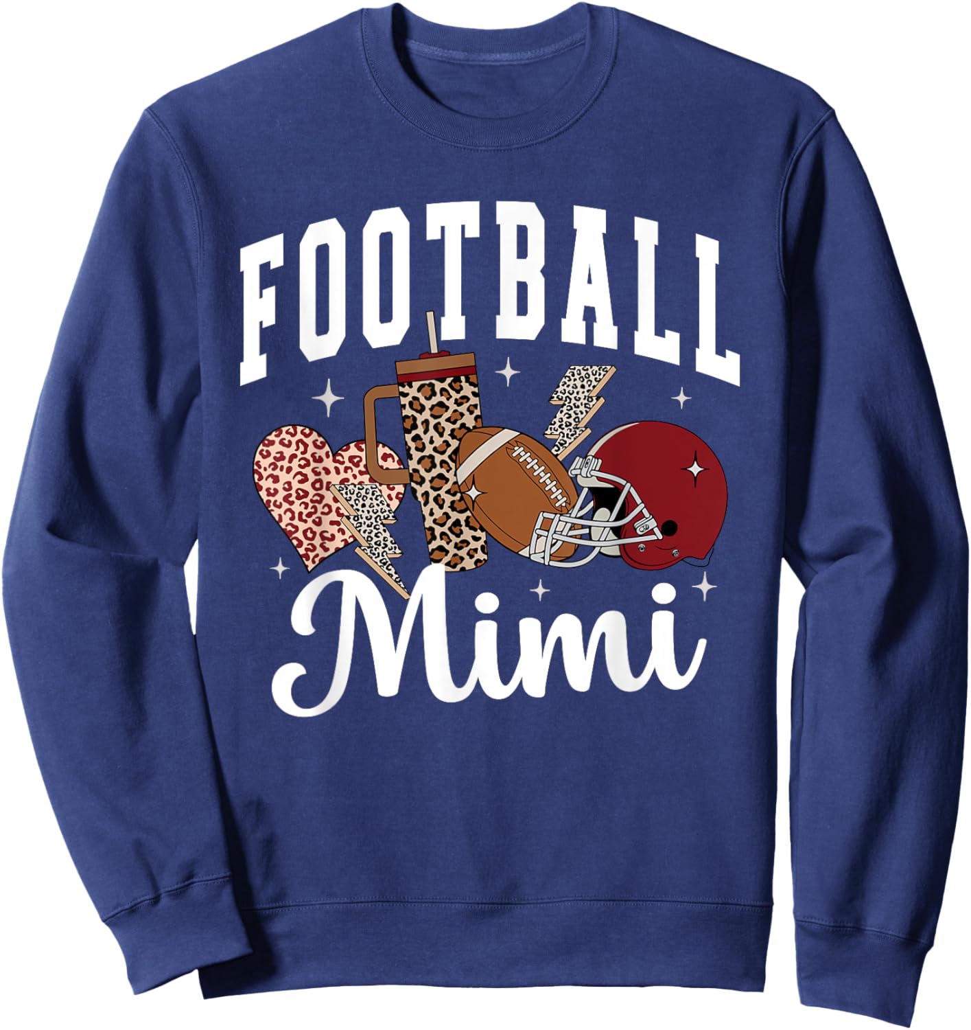 Football Mimi Leopard Football Mimi Matching Family Football Sweatshirt - Sweatshirt | Navy