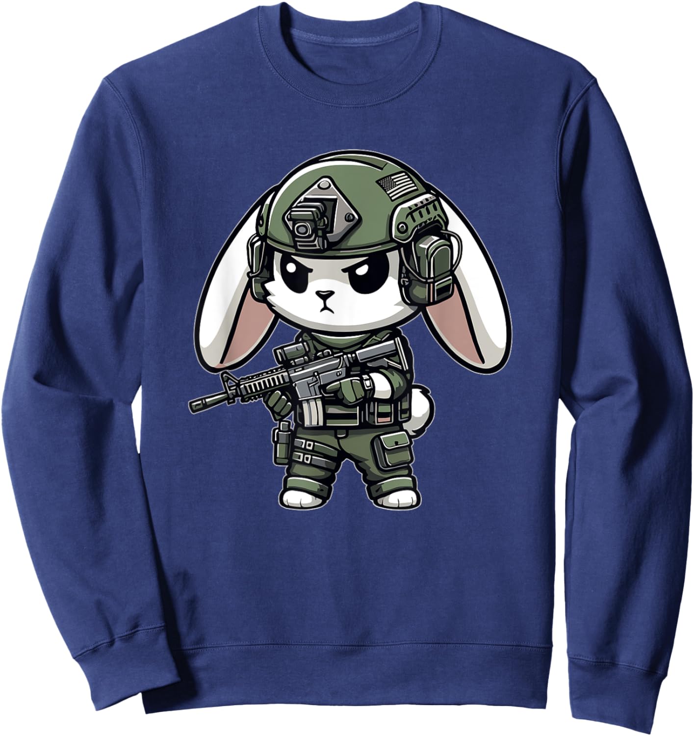 Funny Happy Easter Tactical Rabbit Veteran Men Women Gift Sweatshirt - Sweatshirt | Navy