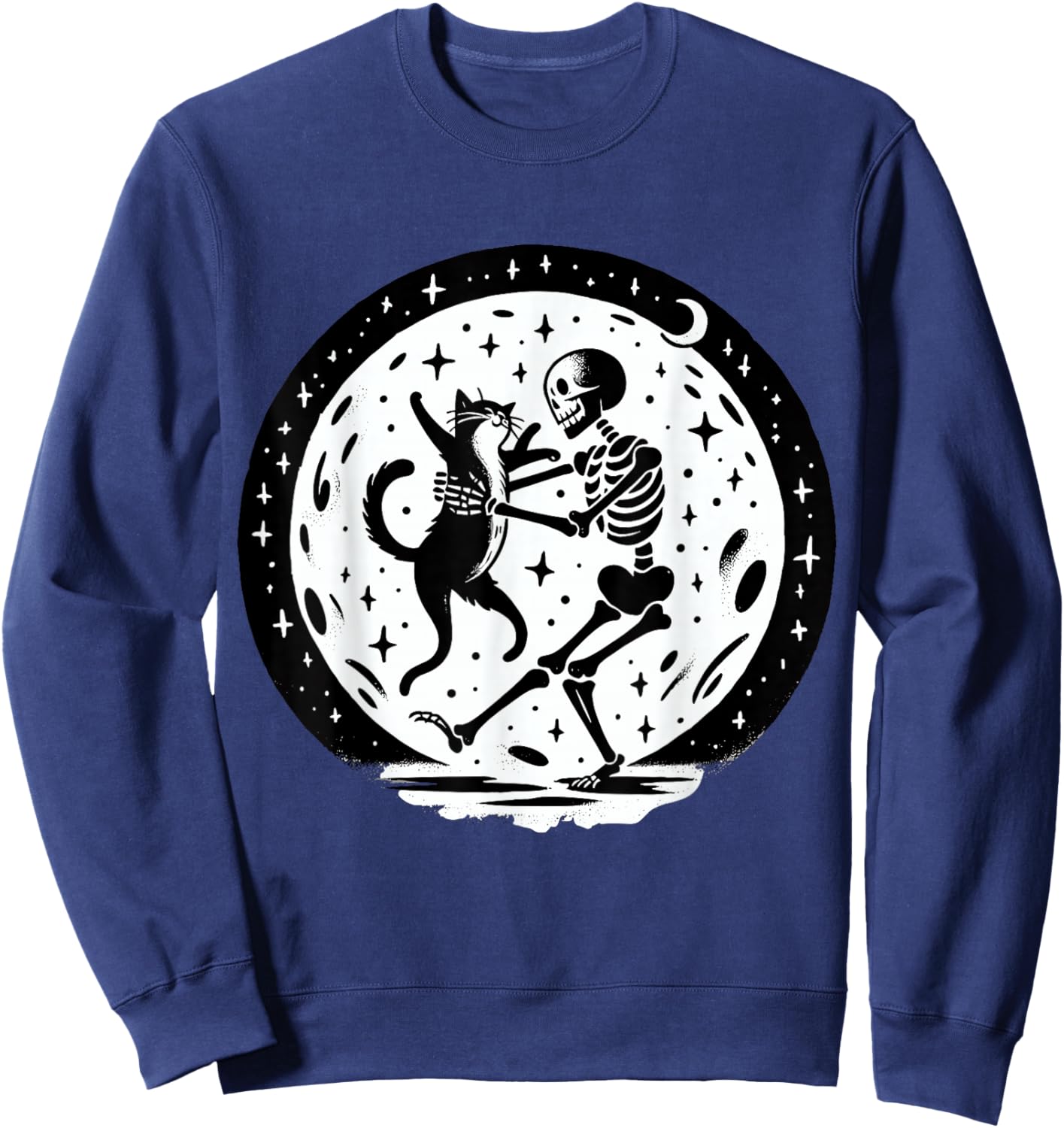 Skeleton Dancing with Cat Halloween Sweatshirt - Sweatshirt | Navy