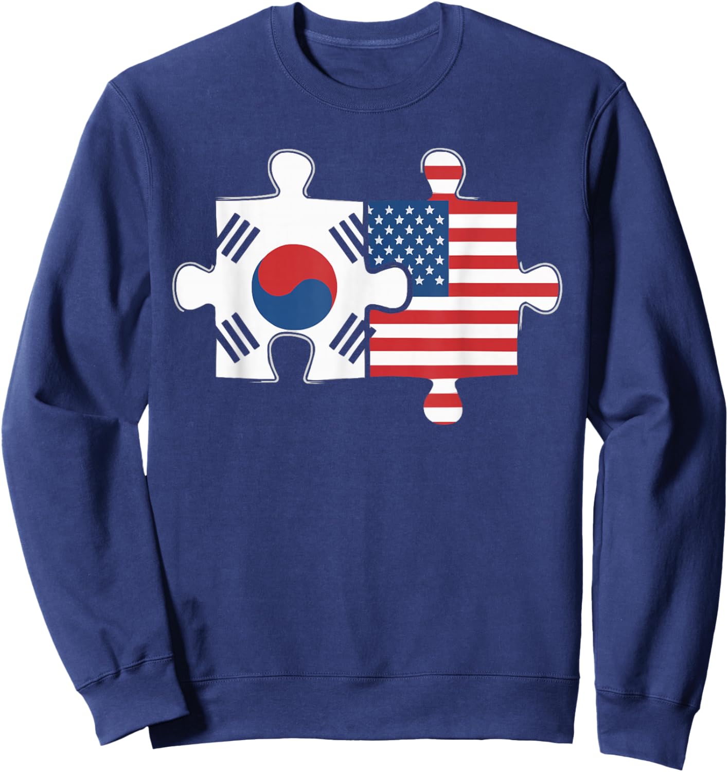 Half American Half Korean USA Flag South Korea America Sweatshirt - Sweatshirt | Navy