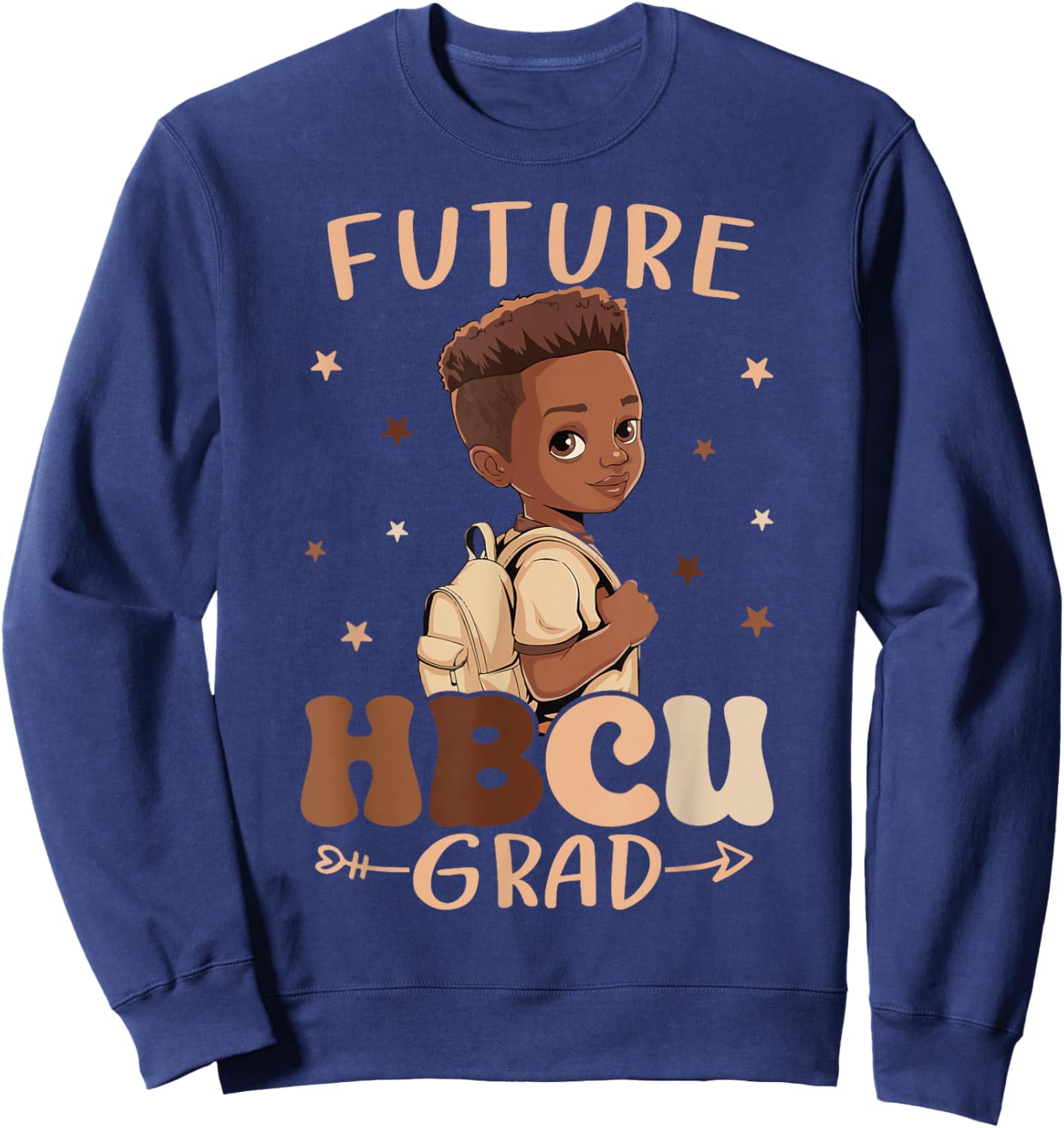 Future HBCU Grad kids Black Boy Afro Black History Month Sweatshirt - Sweatshirt | Navy