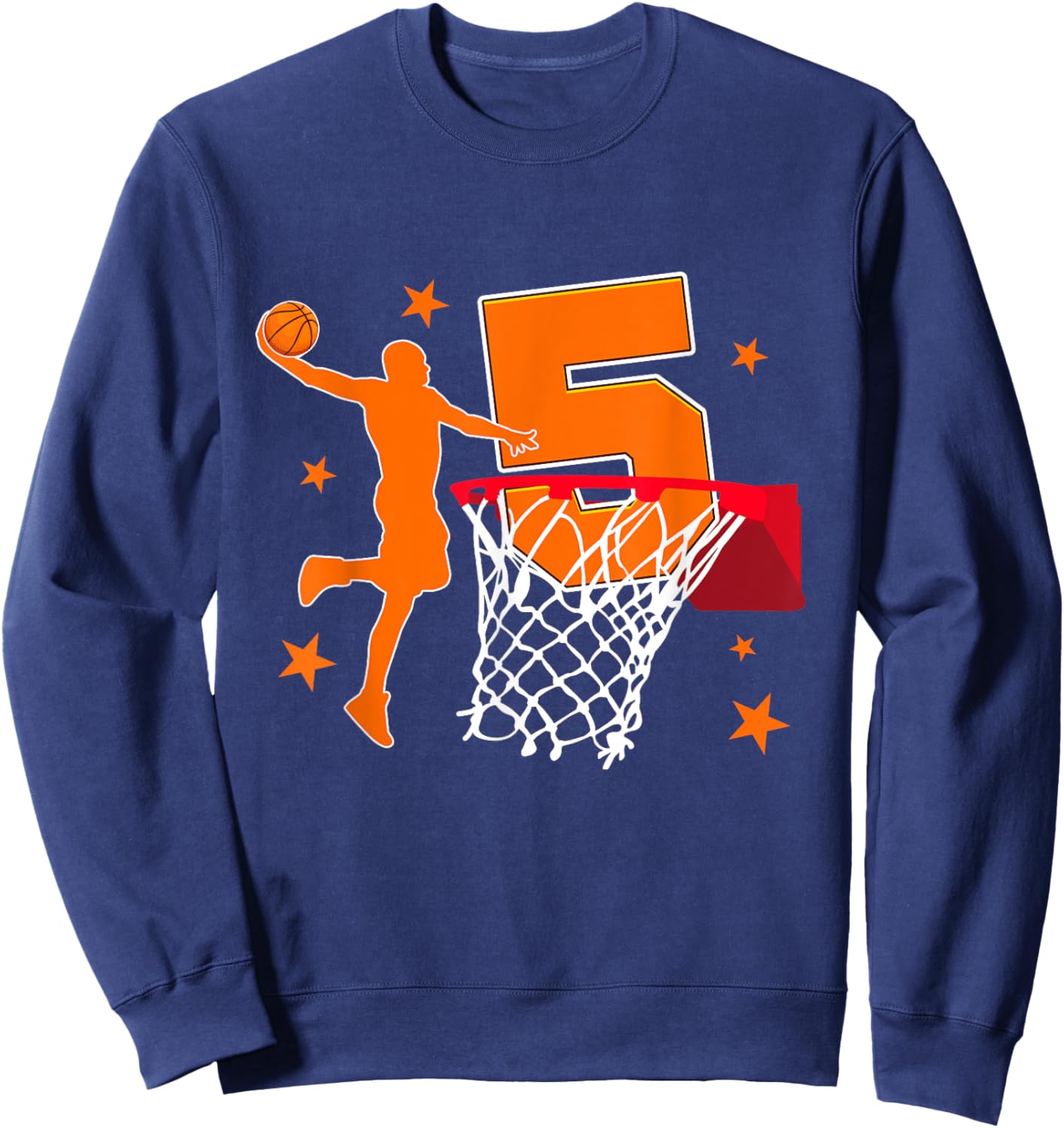 5th Birthday Basketball Player Theme 5 Year Old Party Sweatshirt - Sweatshirt | Navy