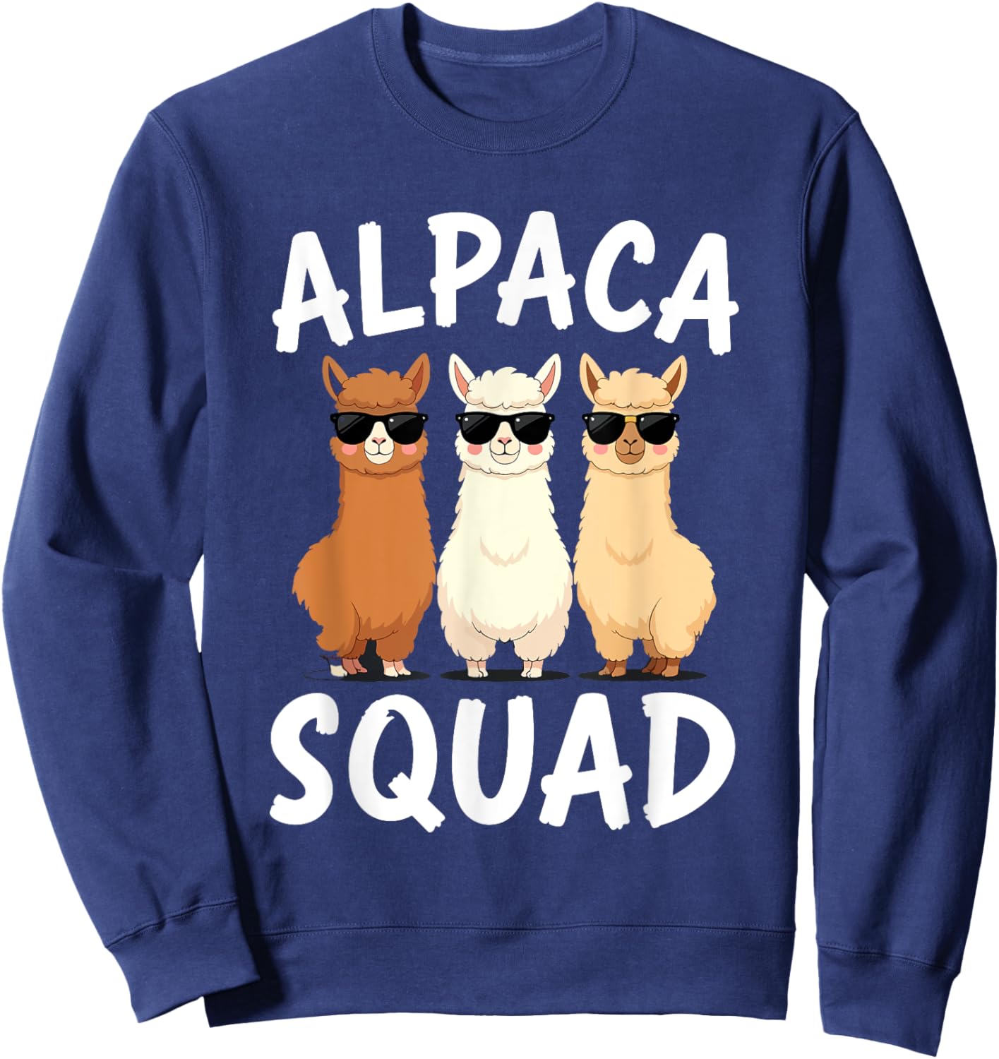 Alpaca Art Men Women Boys Girls Kids Funny Alpaca Sweatshirt - Sweatshirt | Navy