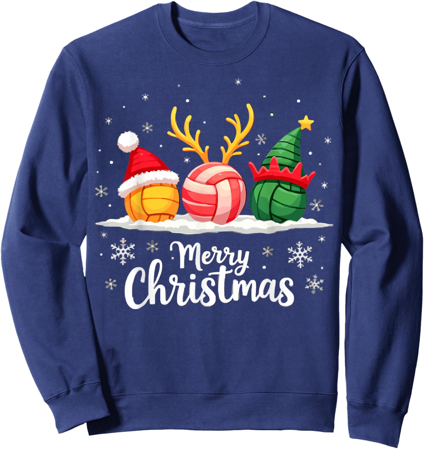 Volleyball Reindeer Santa Elf Merry Christmas Xmas Party Sweatshirt - Sweatshirt | Navy