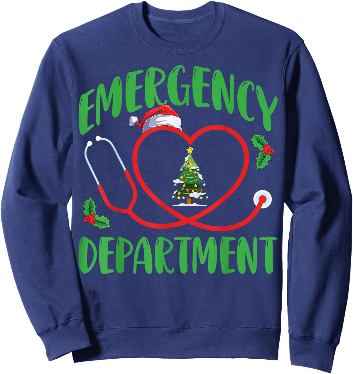Emergency Department ER Emergency Room Nurse Christmas Sweatshirt - Sweatshirt | Navy