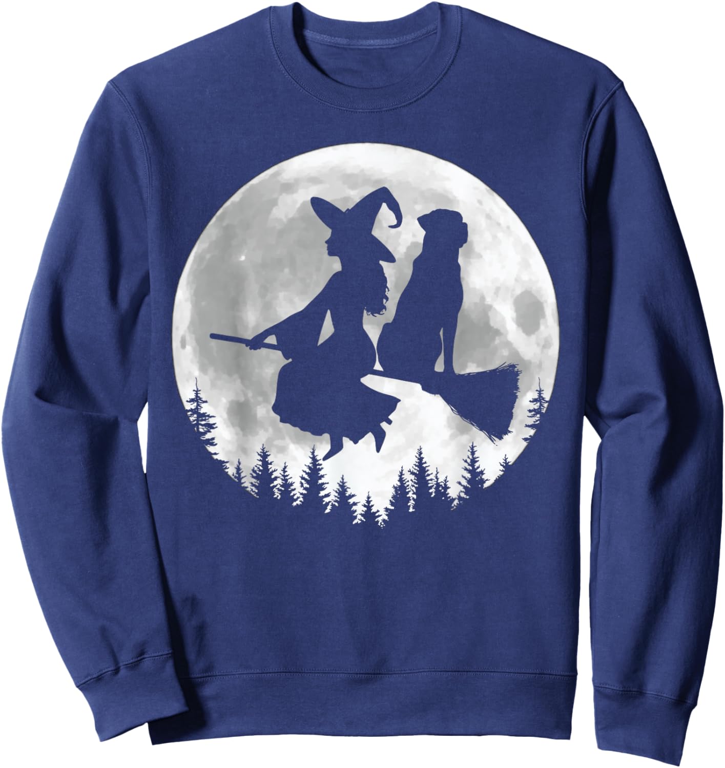 Fun Witch Rottweiler Broomstick Halloween Sweatshirt - Sweatshirt | Navy