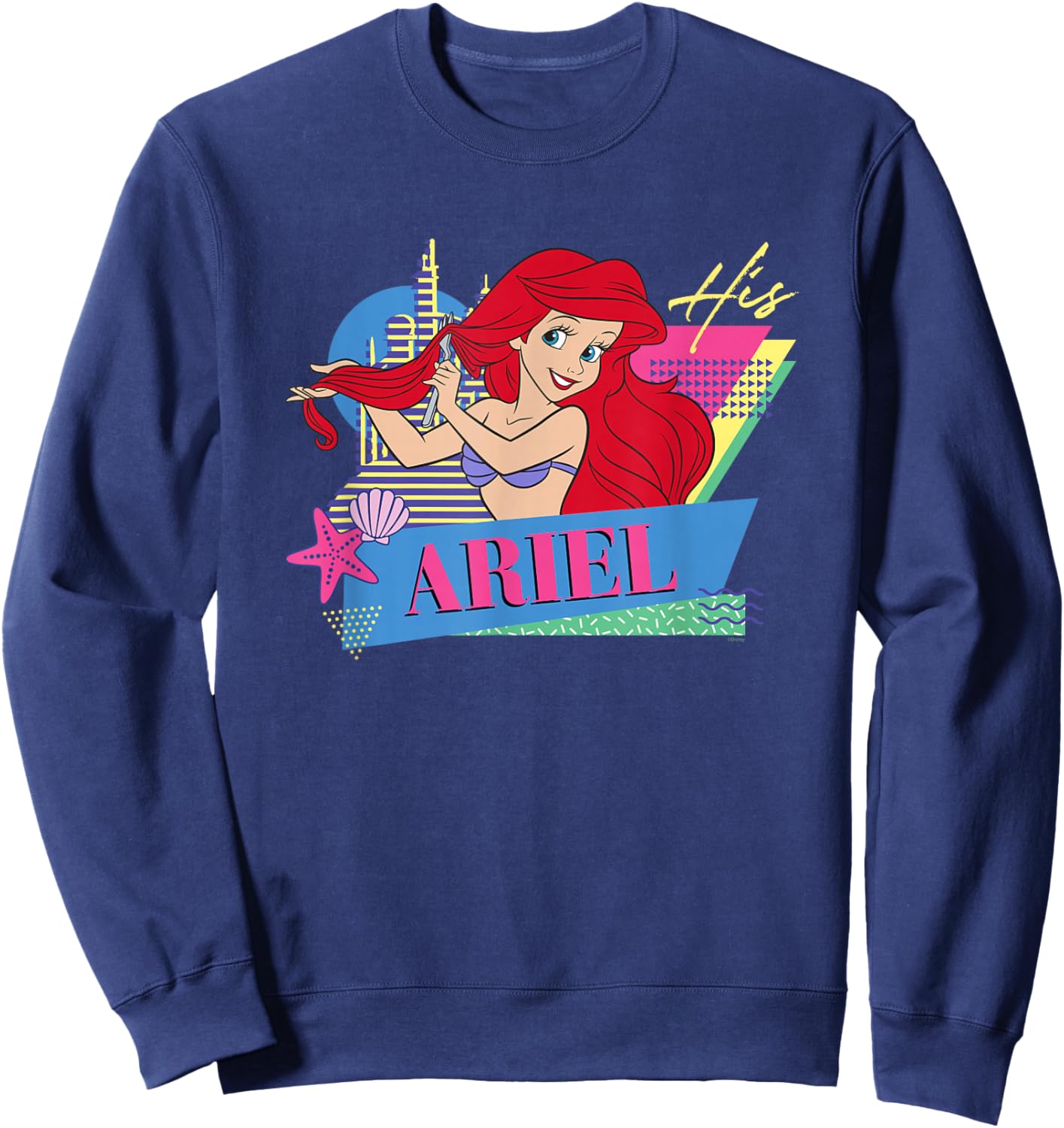 Disney The Little Mermaid Retro Couples Matching His Ariel Sweatshirt - Sweatshirt | Navy