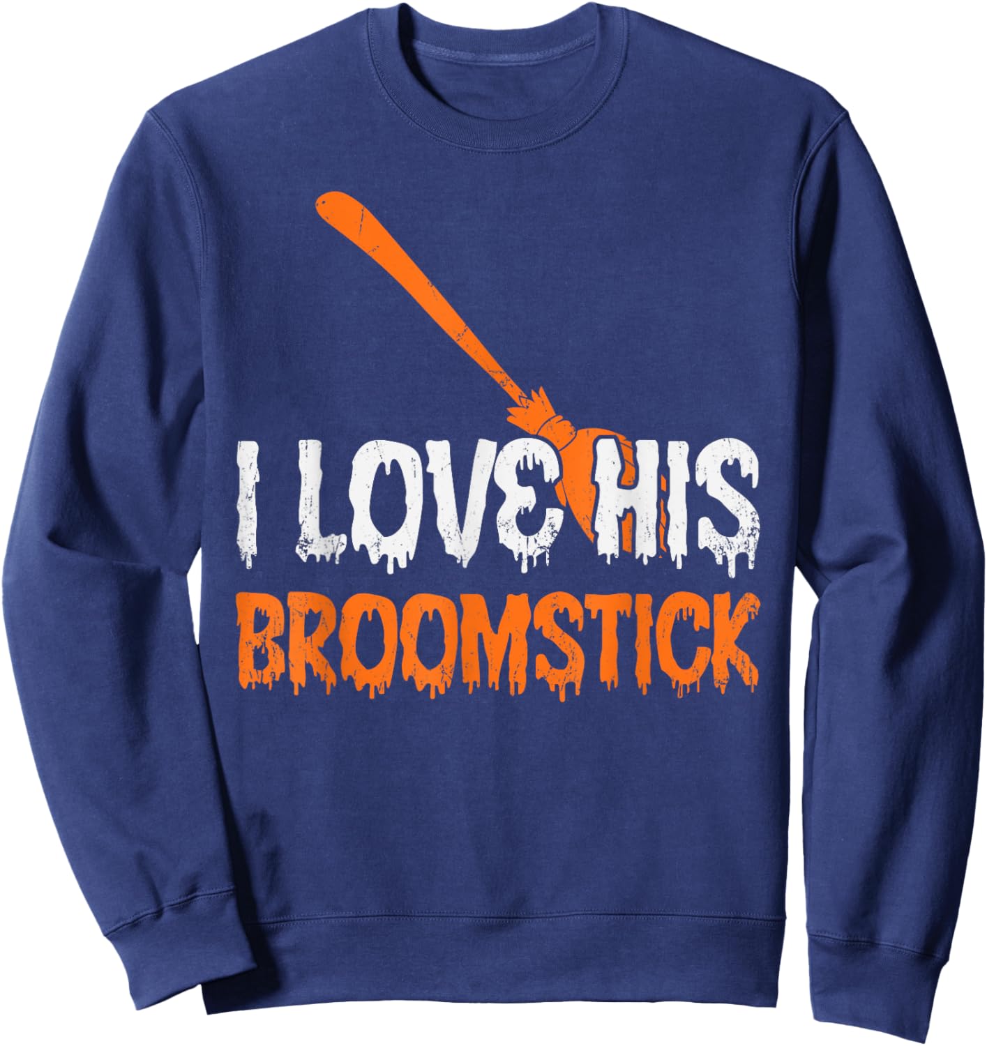 I Love His Broomstick I Love Her Pumpkins Halloween Couples Sweatshirt - Sweatshirt | Navy
