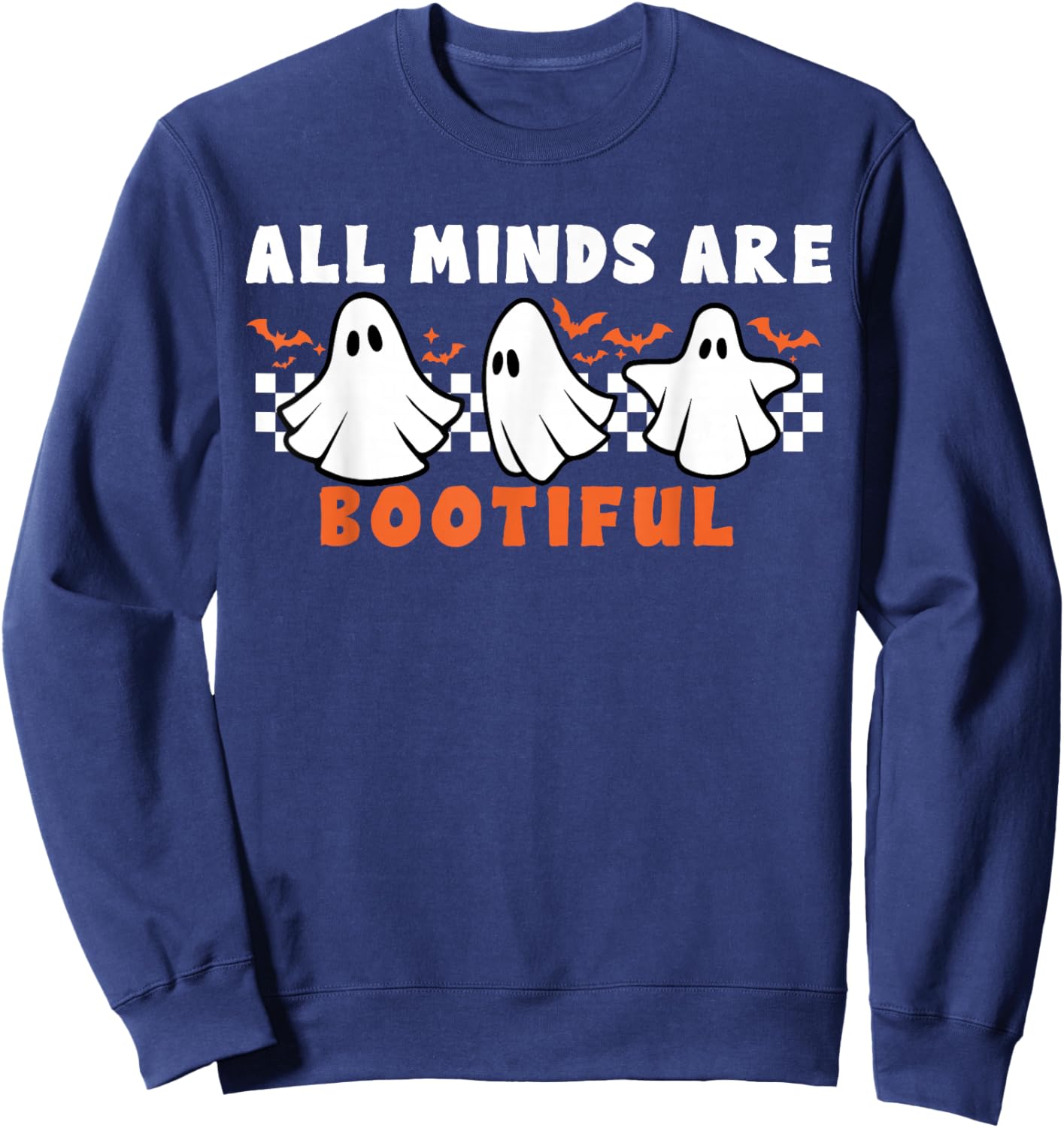 Mental Health Autism Awareness Ghost Teacher Halloween Sweatshirt - Sweatshirt | Navy