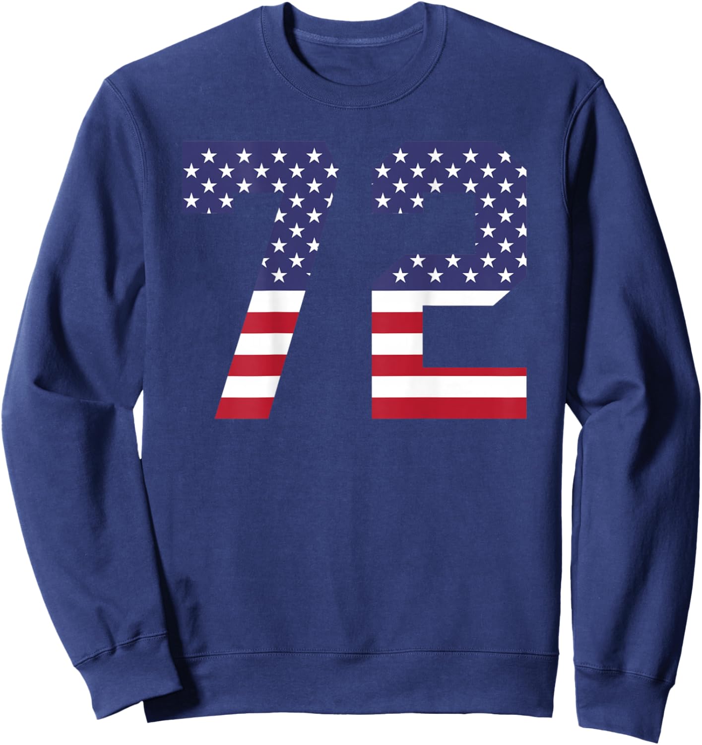 Number 72 BACKSIDE American Flag - Patriotic Jersey Numbered Sweatshirt - Sweatshirt | Navy