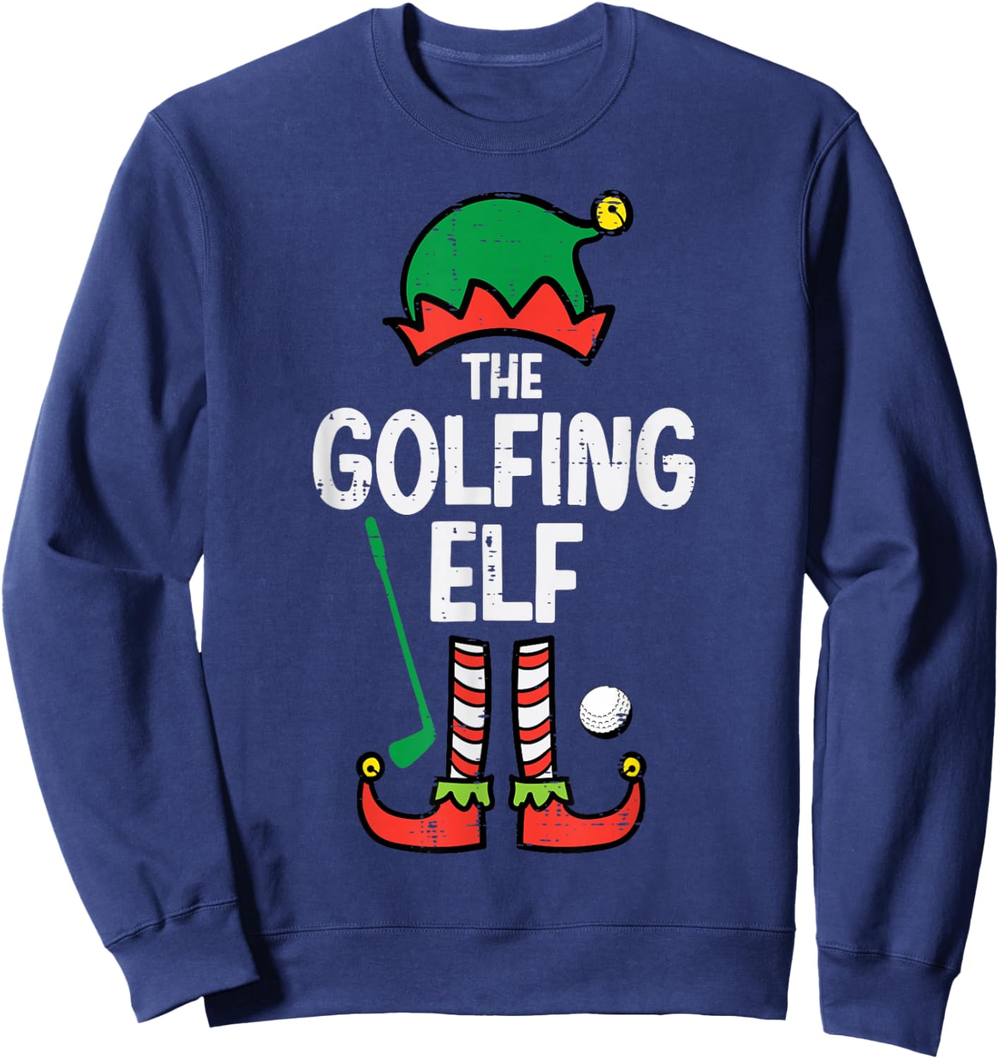 Christmas Golfing Elf Xmas Golf Family Match Golfer Dad Men Sweatshirt - Sweatshirt | Navy