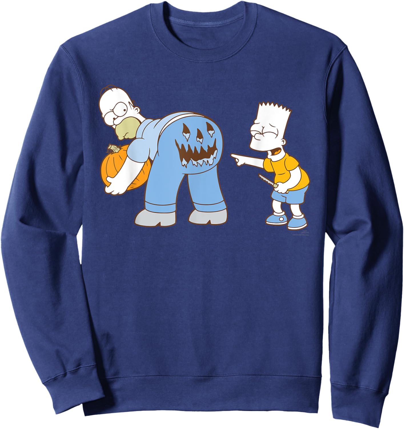 The Simpsons Halloween Bart and Homer Jack-O’-Lantern Butt Sweatshirt - Sweatshirt | Navy