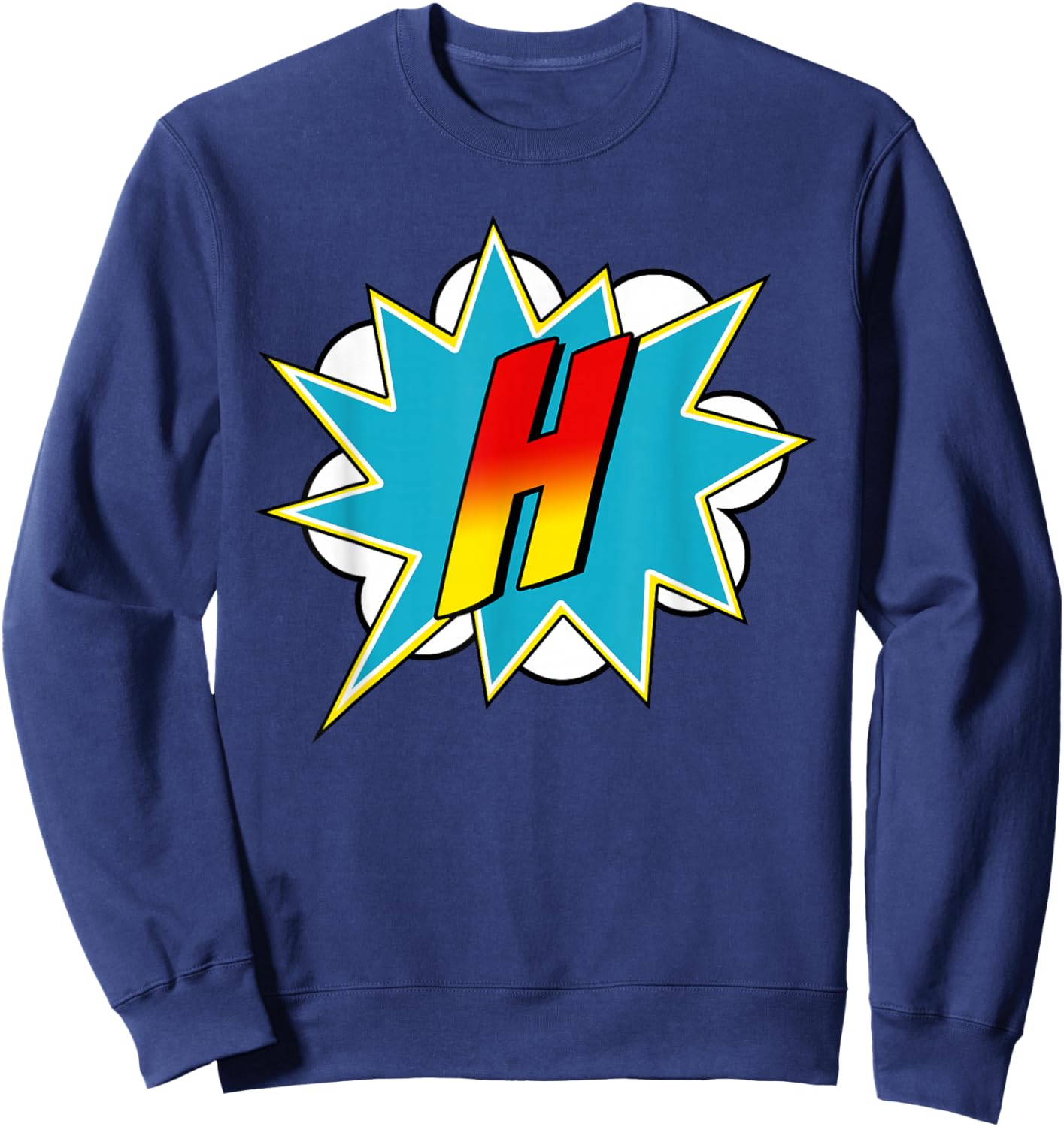 Letter H Superhero Name Comic Letter Retro Costume Sweatshirt - Sweatshirt | Navy
