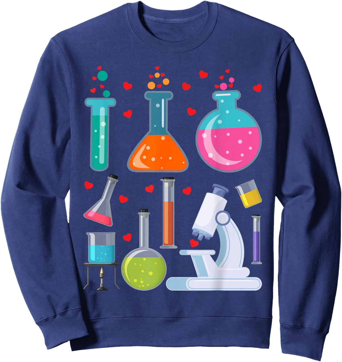 Cute Chemistry Hearts Science Valentines Nerd Sweatshirt - Sweatshirt | Navy