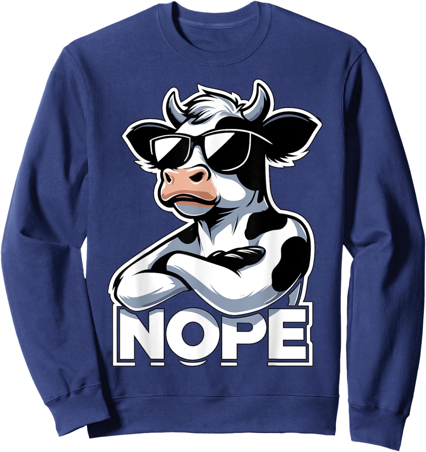 Nope Cow with Sunglasses Sweatshirt - Sweatshirt | Navy