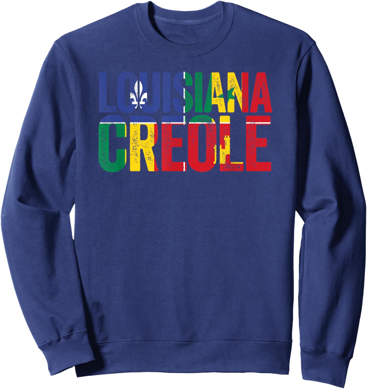 Louisiana Creole Flag Vintage Sweatshirt - Sweatshirt | Navy