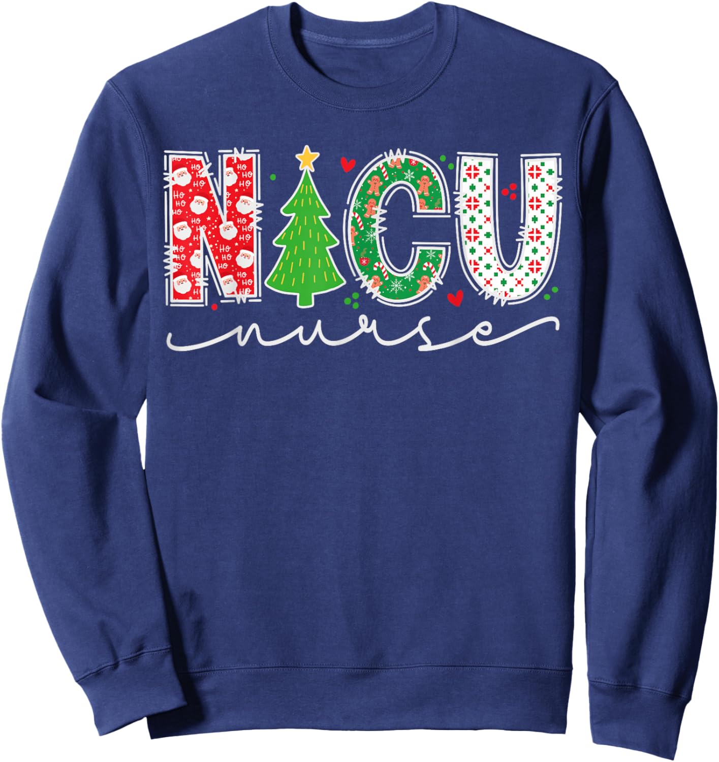 NICU Nurse Christmas Neonatal Intensive Care Unit Nurse Xmas Sweatshirt - Sweatshirt | Navy