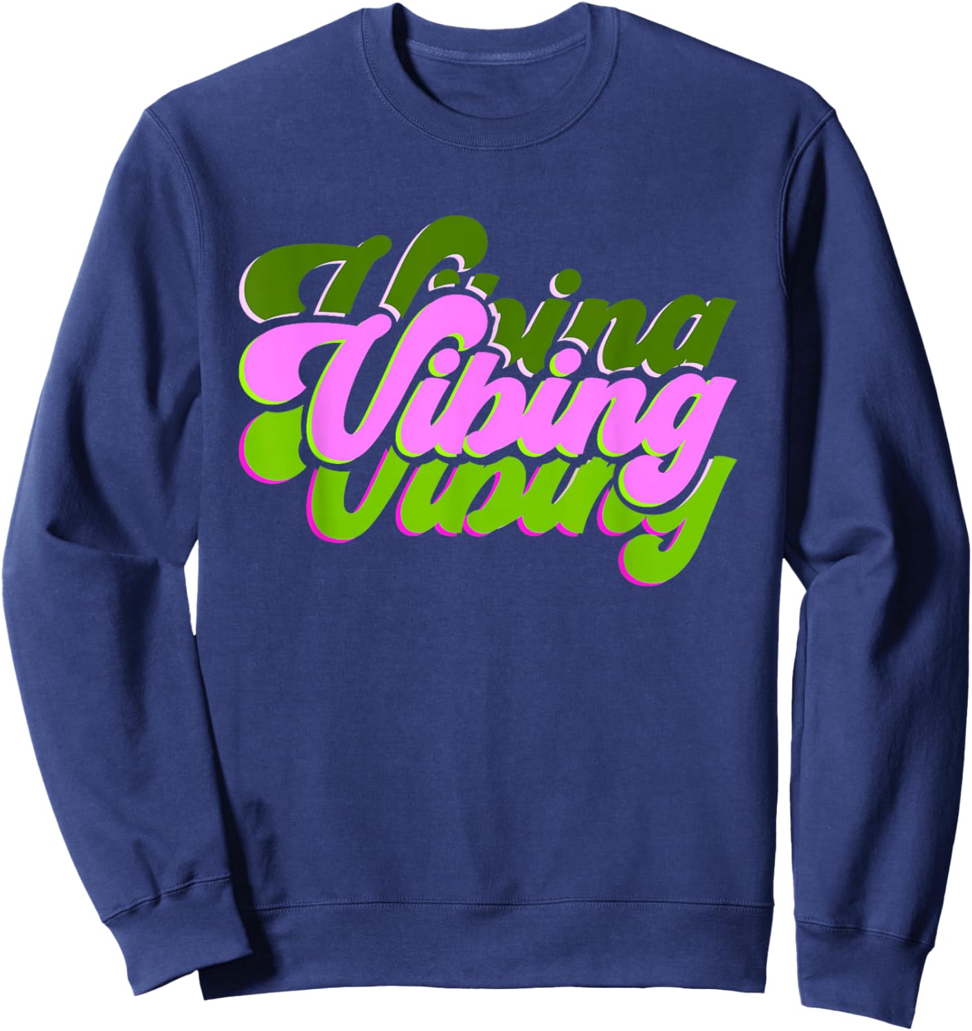 Pink and Green Vibing V2 Green and Pink Graphic Sweatshirt - Sweatshirt | Navy