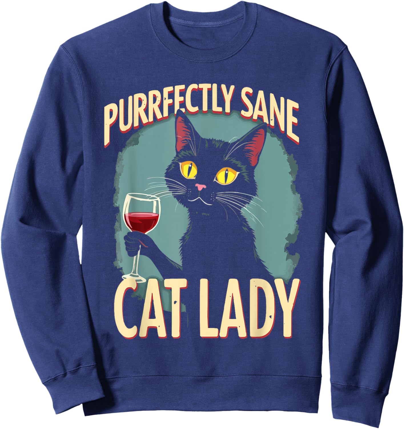 Wine Cat Owner Kitty Meow Alcohol Drinking Winemaker Sweatshirt - Sweatshirt | Navy